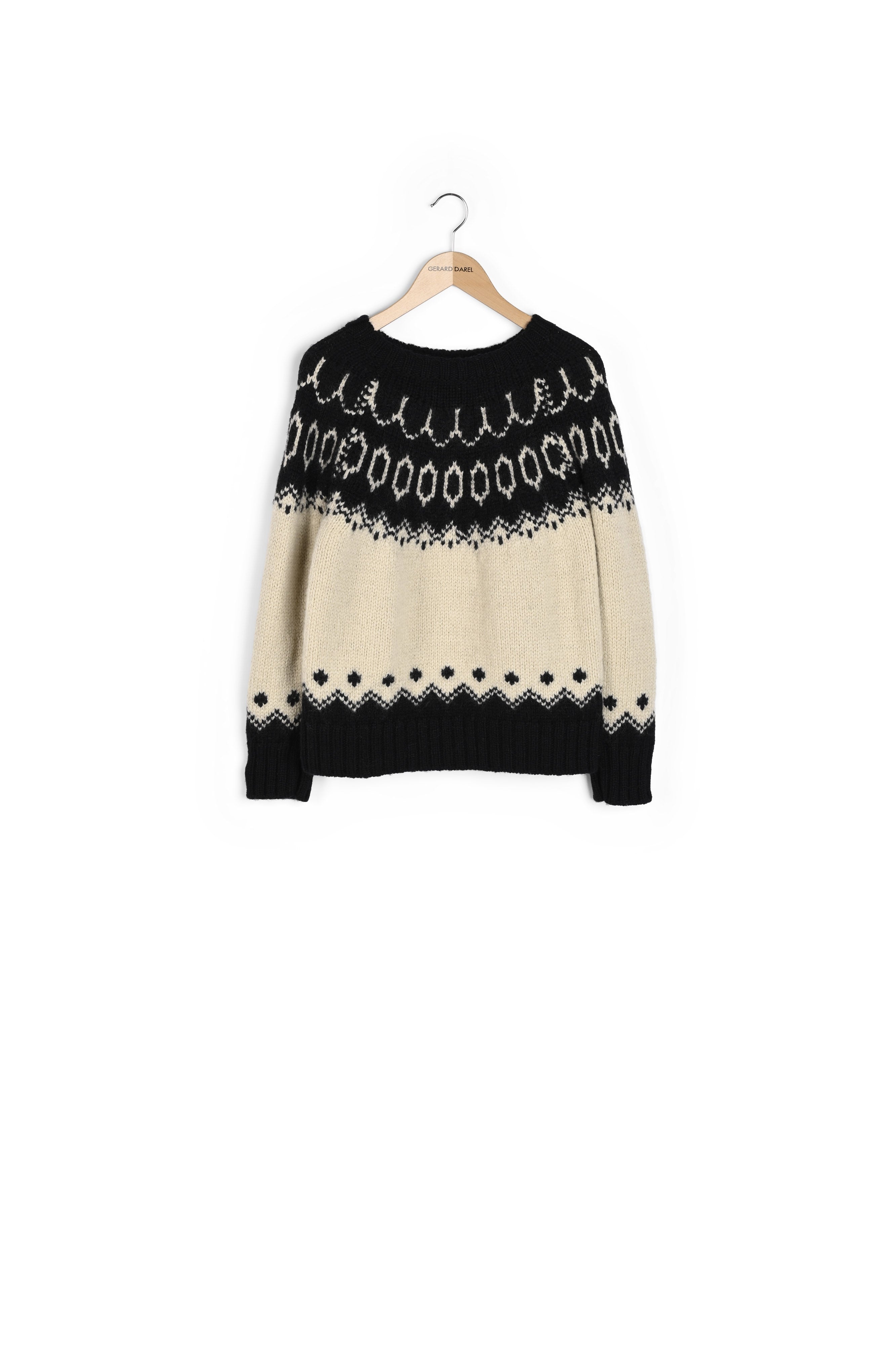 Pull d'hiver en laine mélangée et motifs bicolores - LOUNESS Faume - seconde main