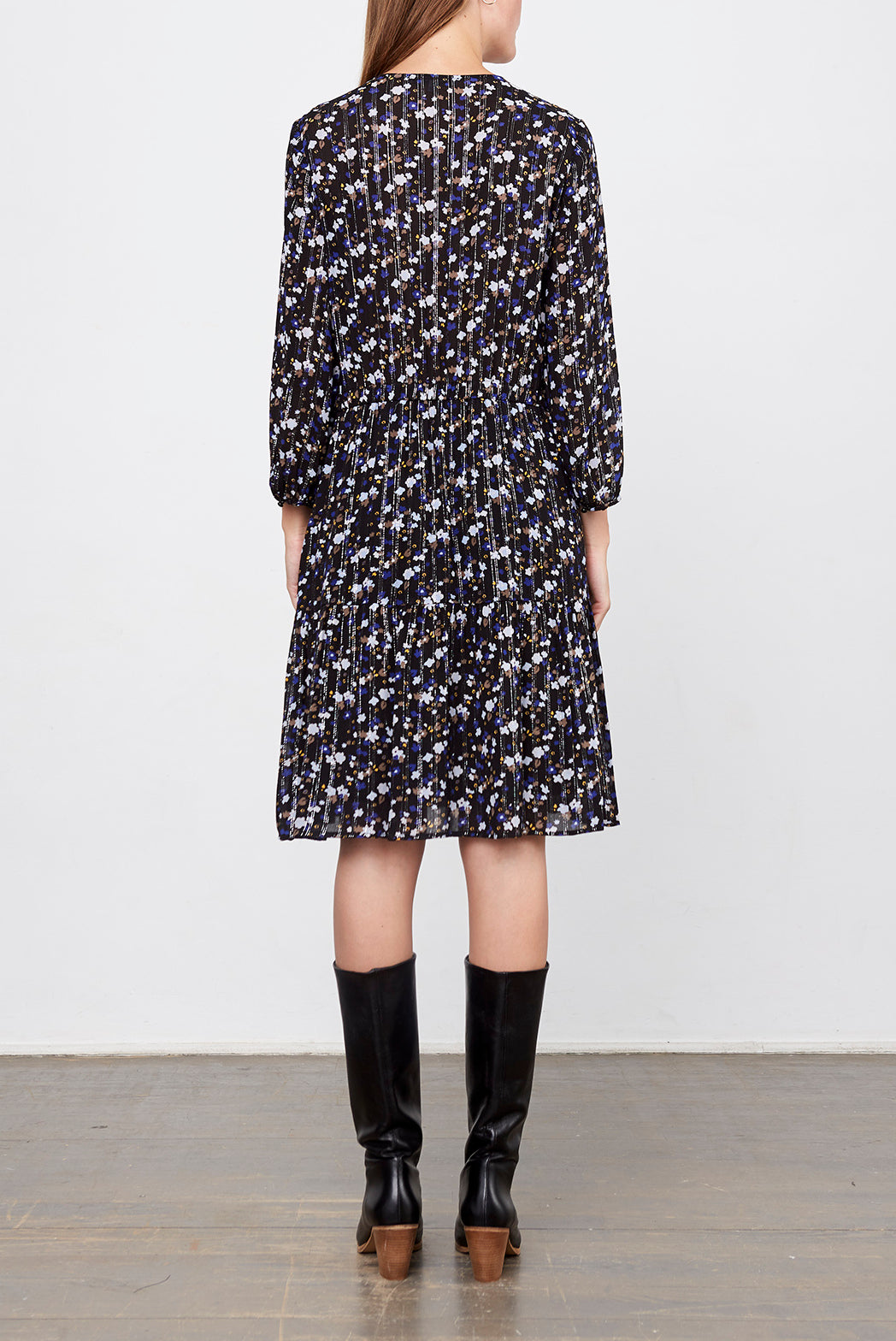 DANIELA - Robe volantée en crêpe Faume - seconde main