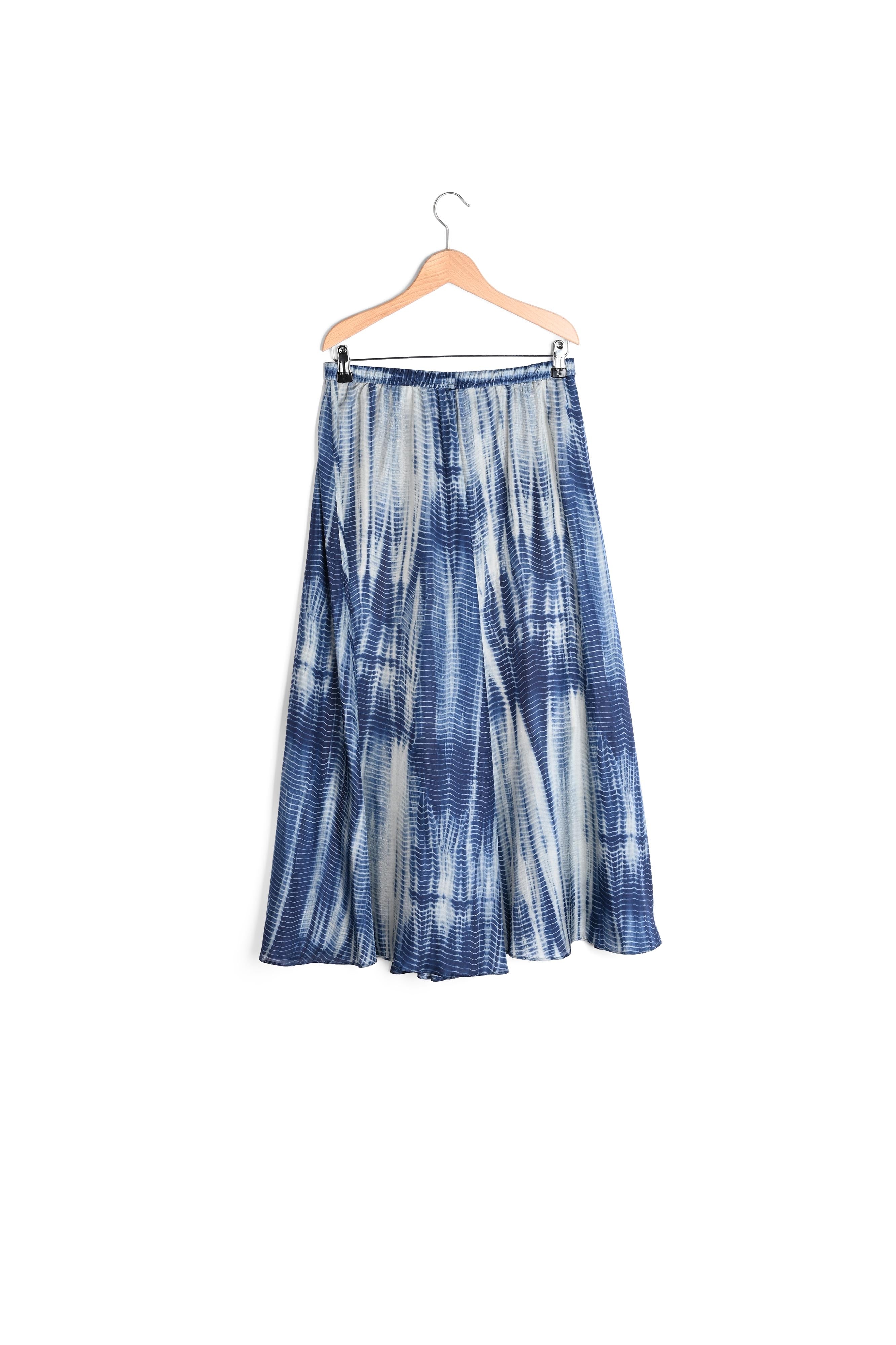 LATIKA - Jupe longue en soie imprimée tie and dye Faume - seconde main