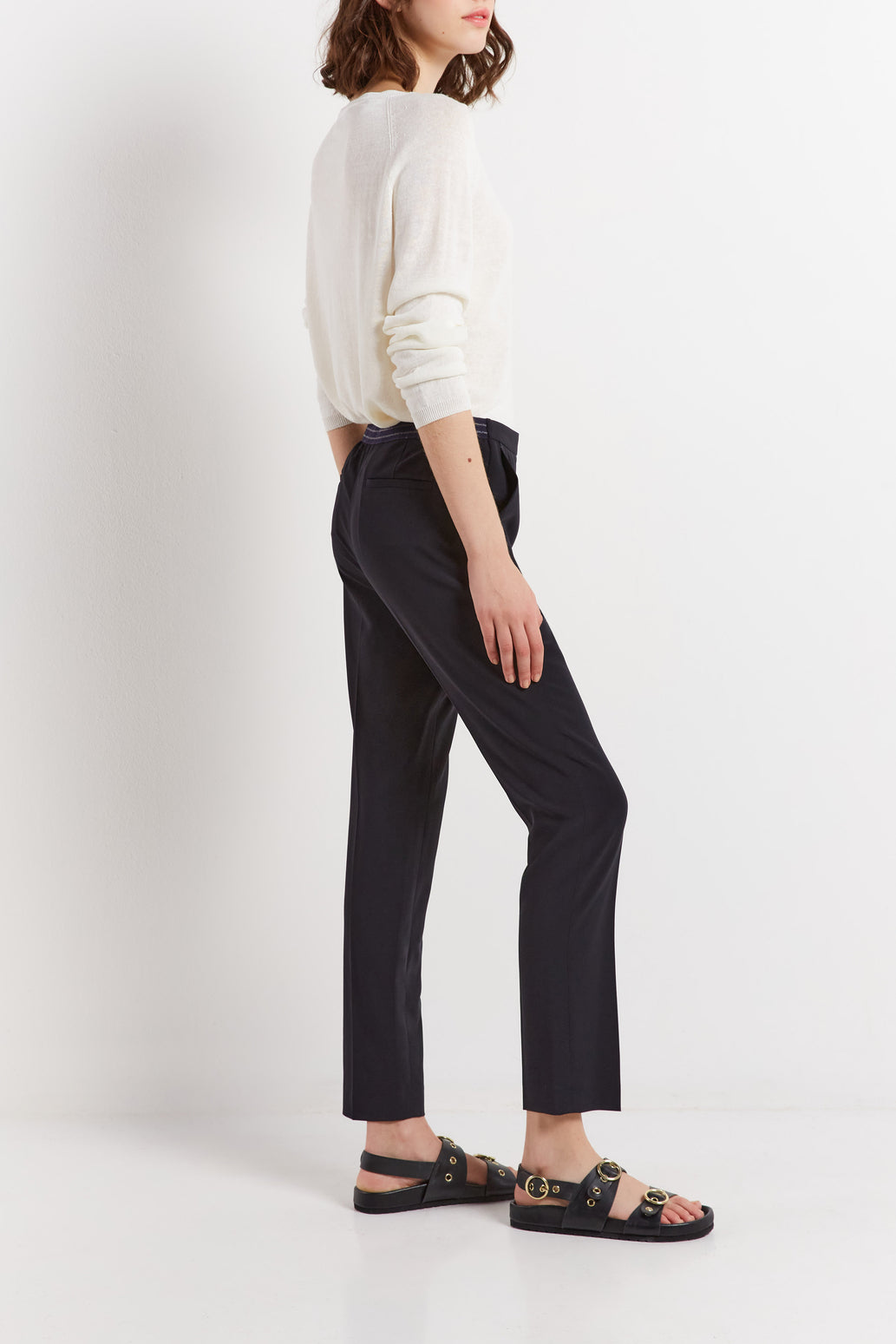 Pantalon de tailleur 7/8 en crêpe Faume - seconde main