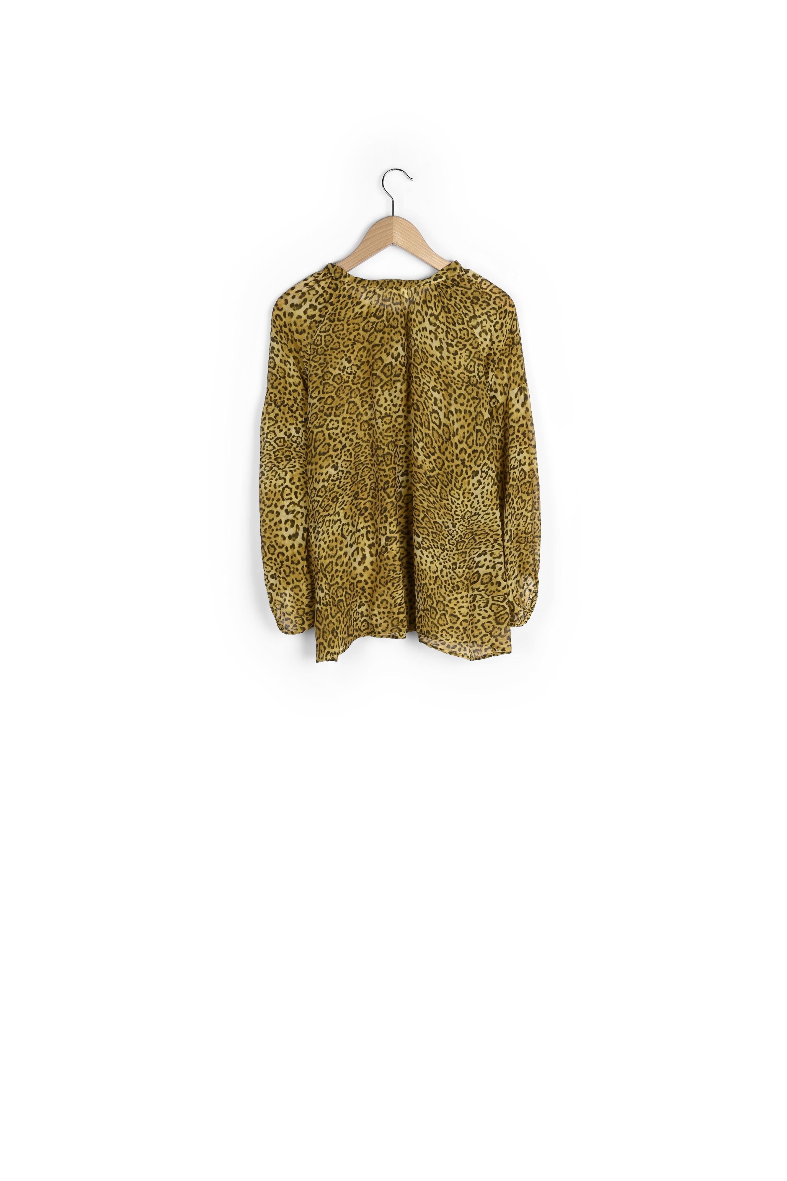 NIRUPA - Blouse en voile de coton et soie léopard Faume - seconde main