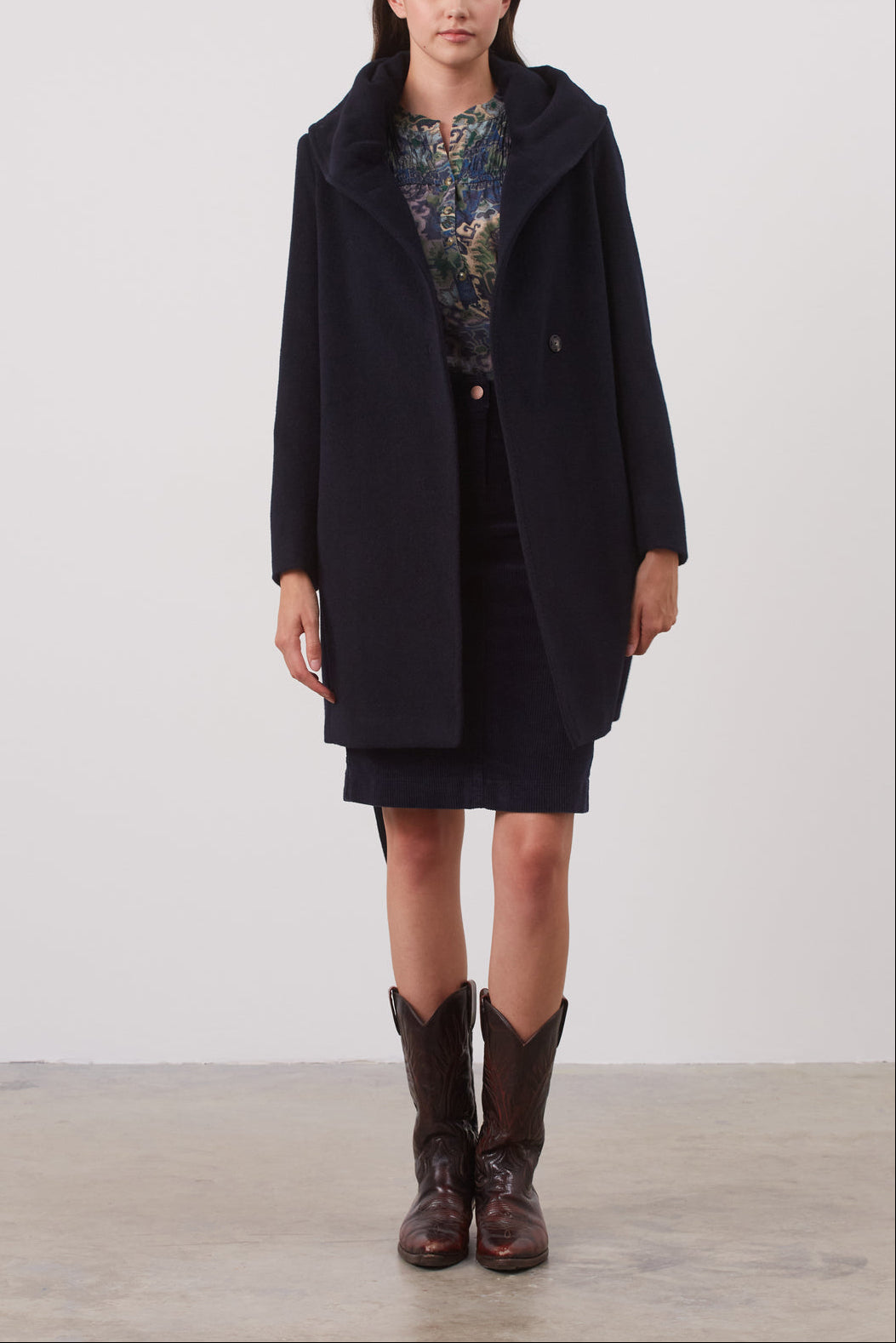 Manteau ceinturé en laine vierge et angora - SYRINE Faume - seconde main