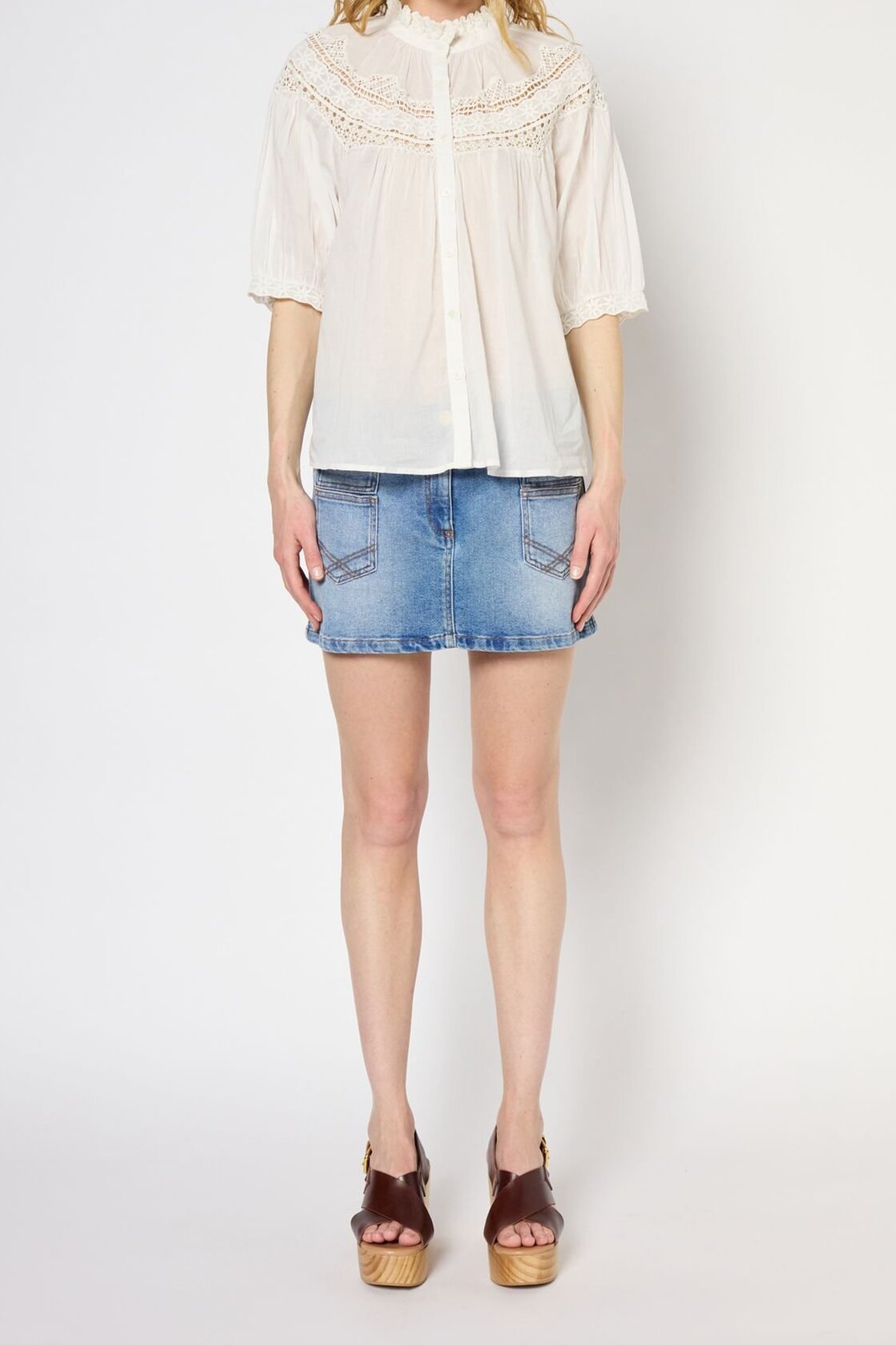 Chemise à broderies en coton - UMBER Faume - seconde main