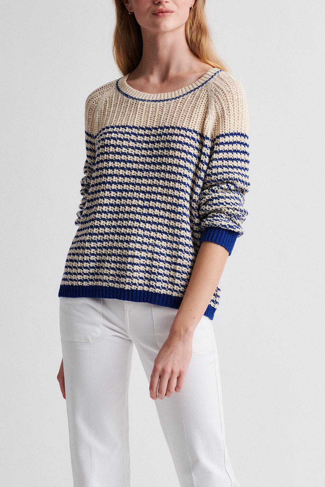 ELVEZIA - Pull à rayures en maille fantaisie Faume - seconde main