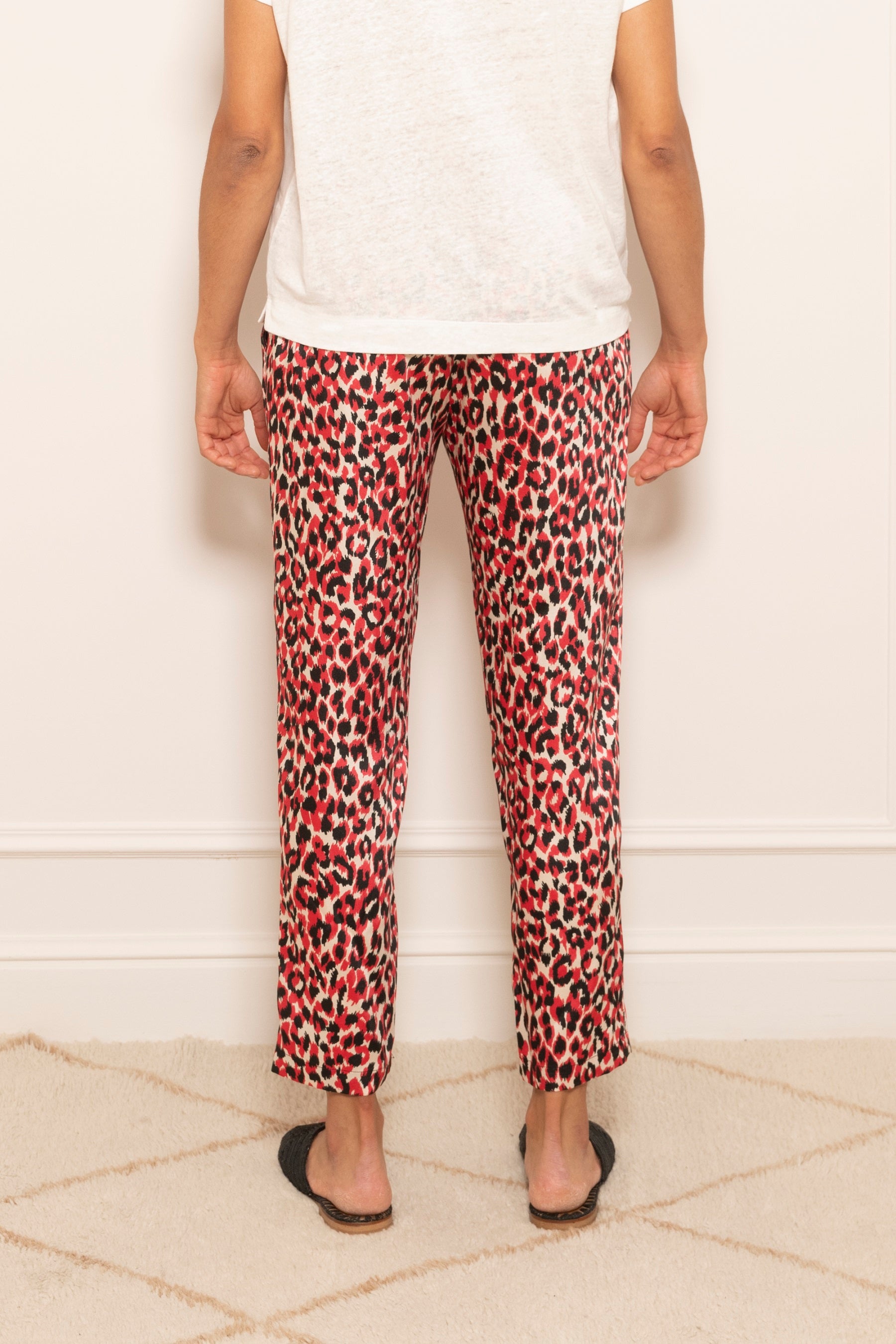 MEDEA - Pantalon fluide 7/8 à motif léopard Faume - seconde main