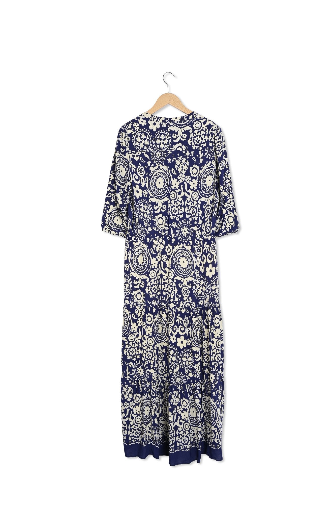 Robe longue élastiquée imprimé bicolore - PHILIA Faume - seconde main