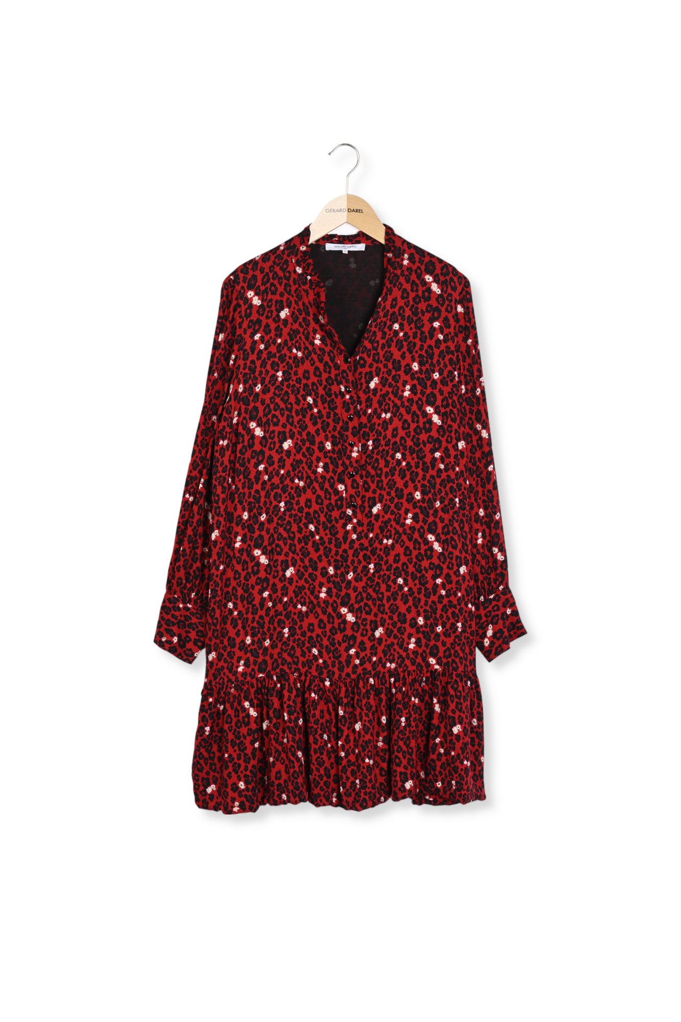 Thalie - Robe volantée en jacquard animalier Faume - seconde main