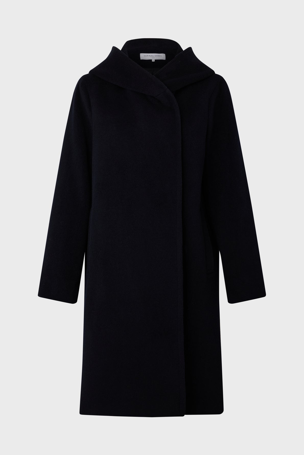 Manteau droit à capuche en laine et alpaga - SAKURA Faume - seconde main