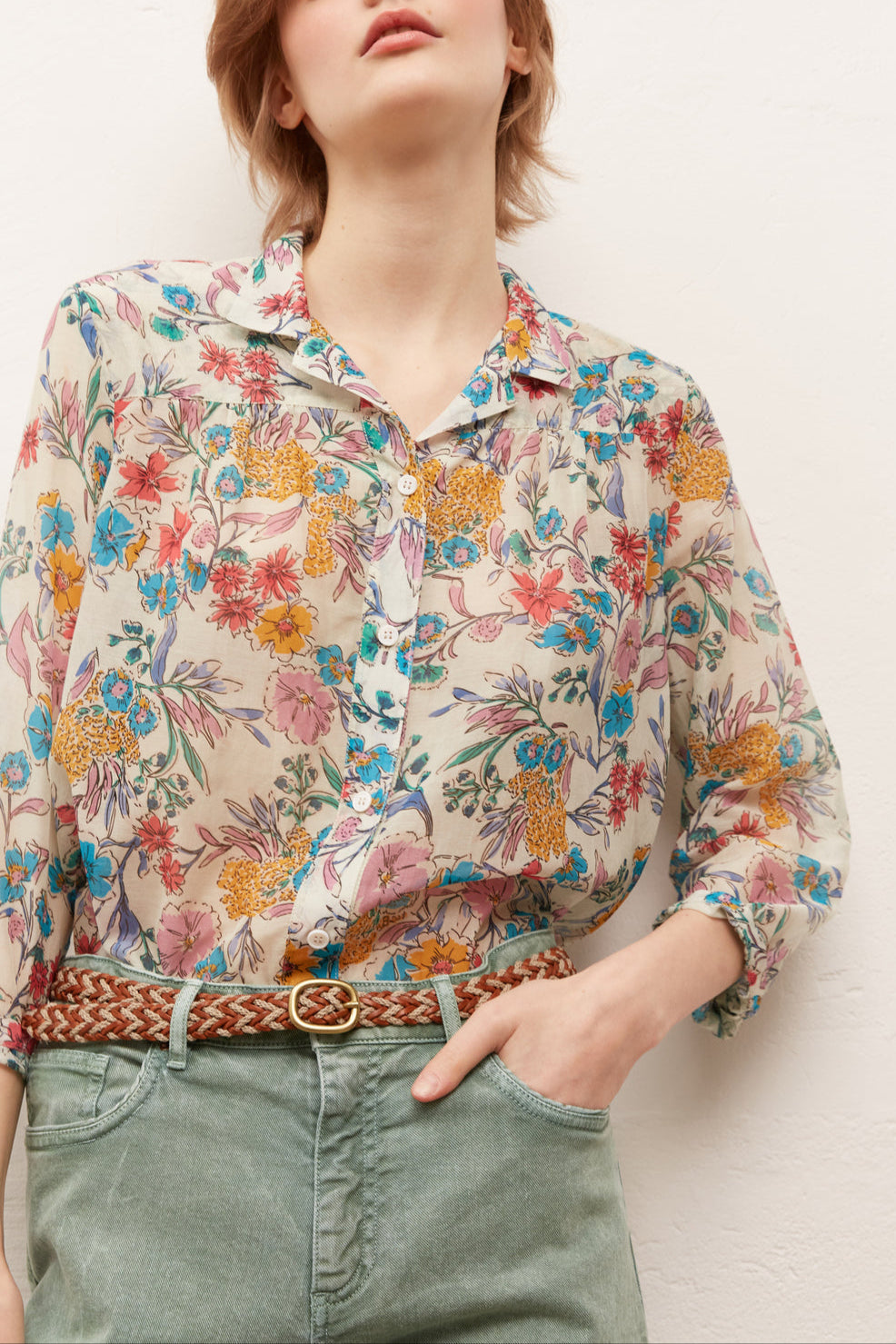 NEYL - Chemise imprimée en coton et soie Faume - seconde main