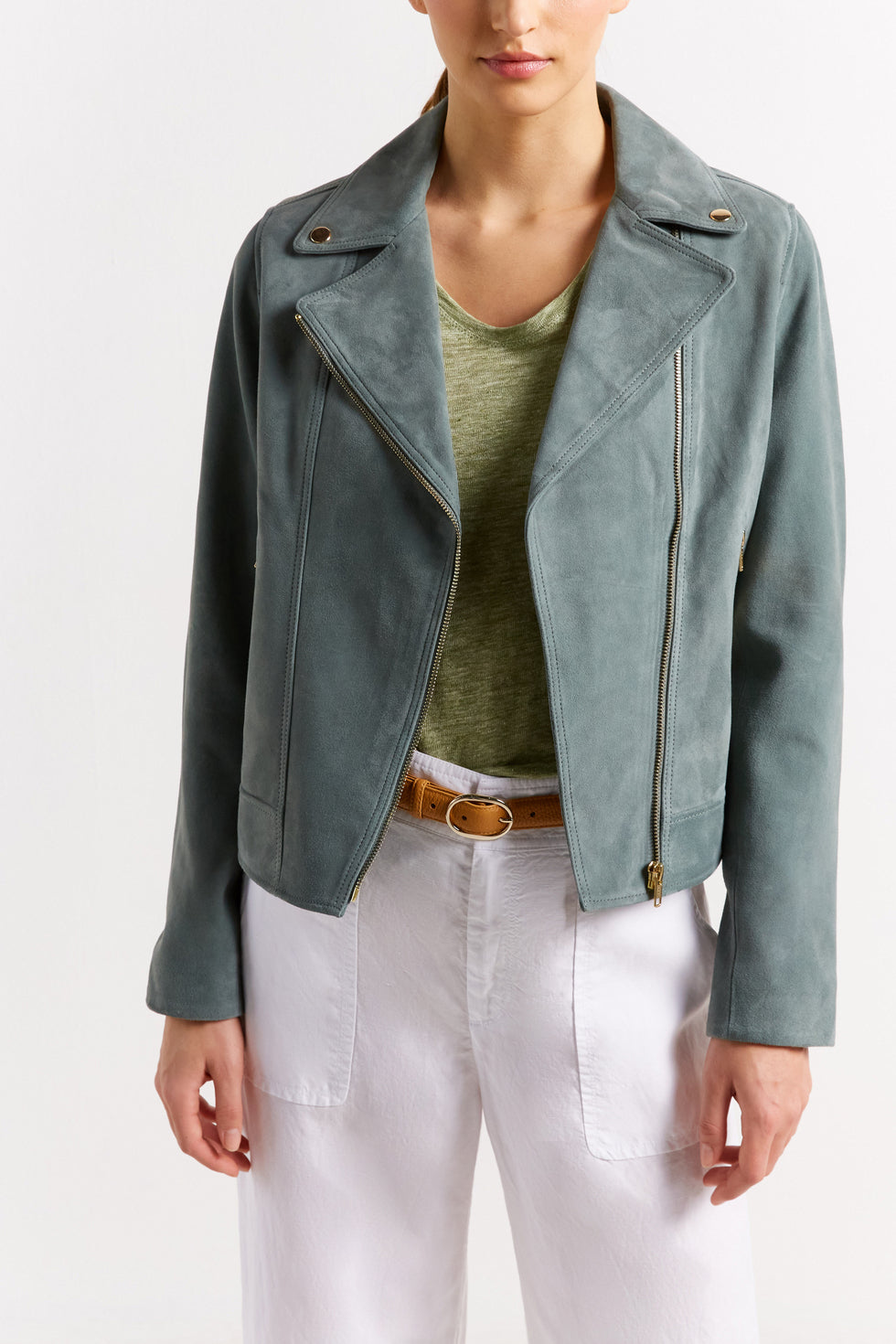 Veste biker en cuir velours - MAUD Faume - seconde main
