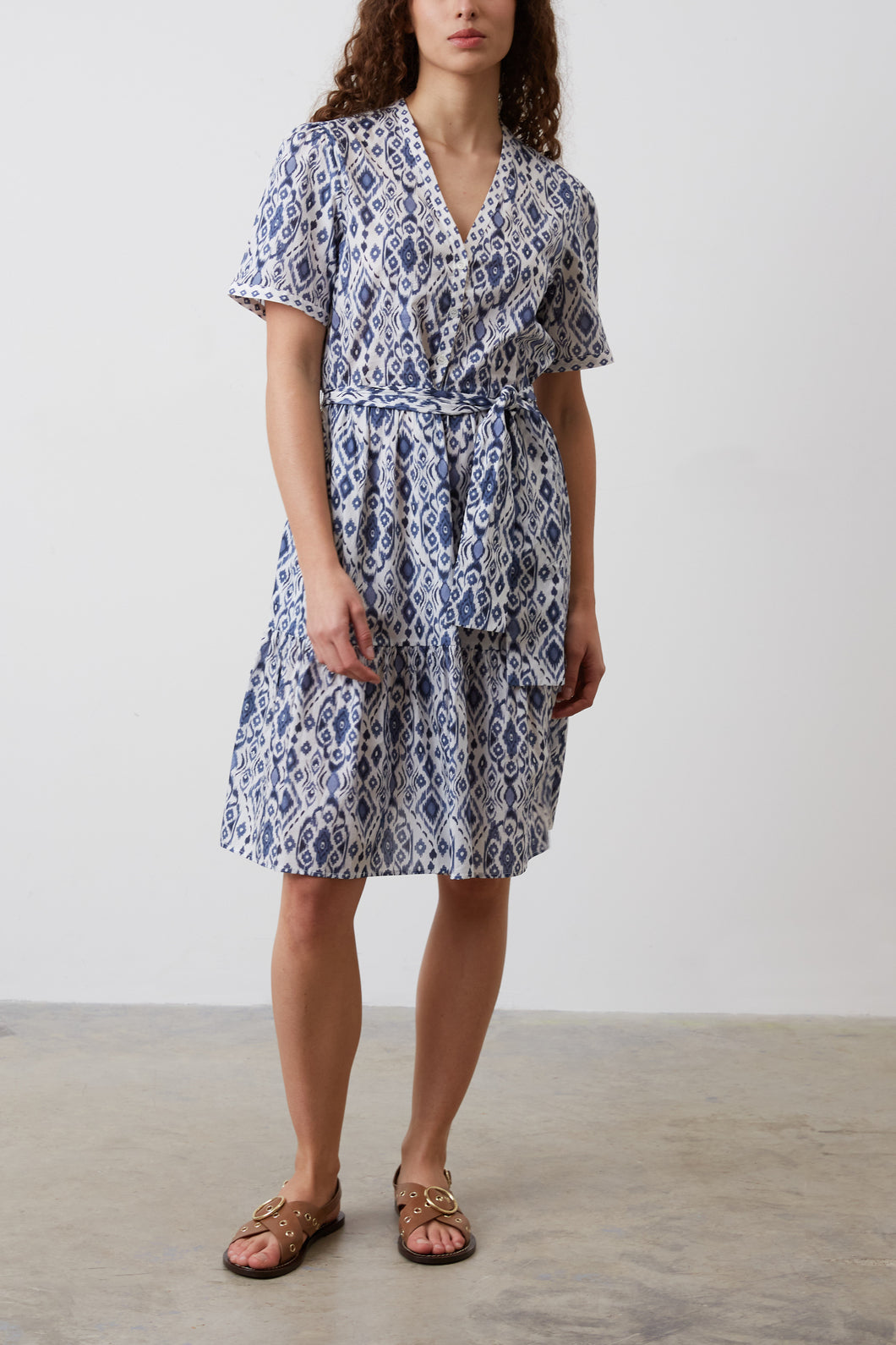 Robe imprimé Ikat en coton - JADE Faume - seconde main