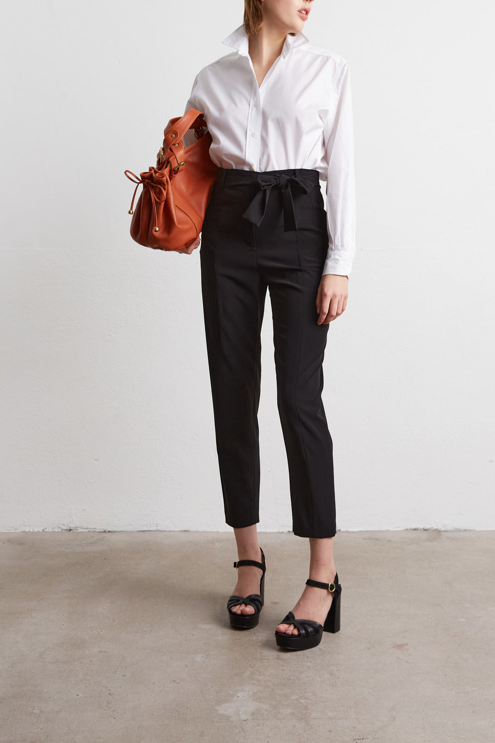 MARLONE - Pantalon large 7/8 en crêpe Faume - seconde main