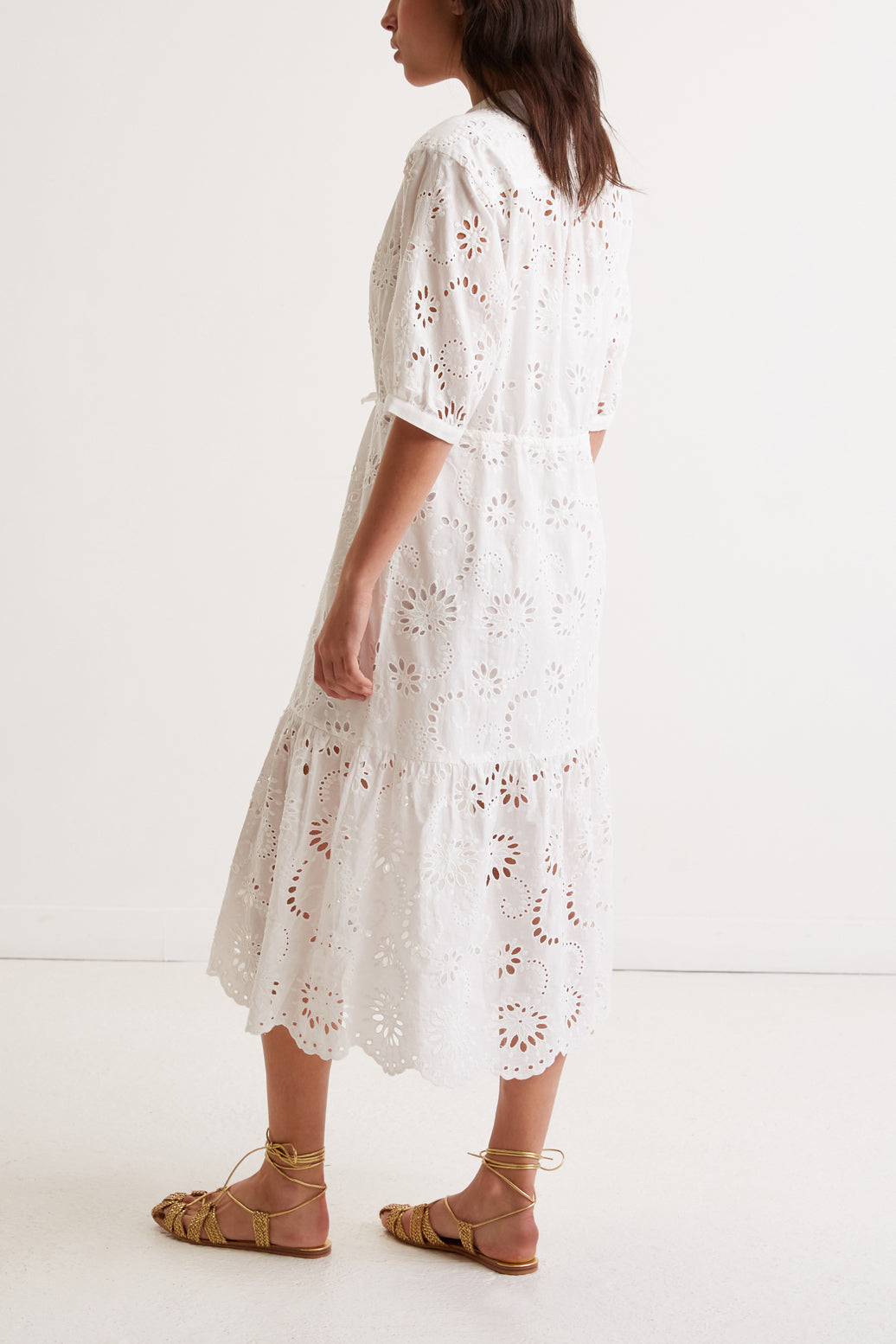 Robe mi-longue brodée - JINNY Faume - seconde main