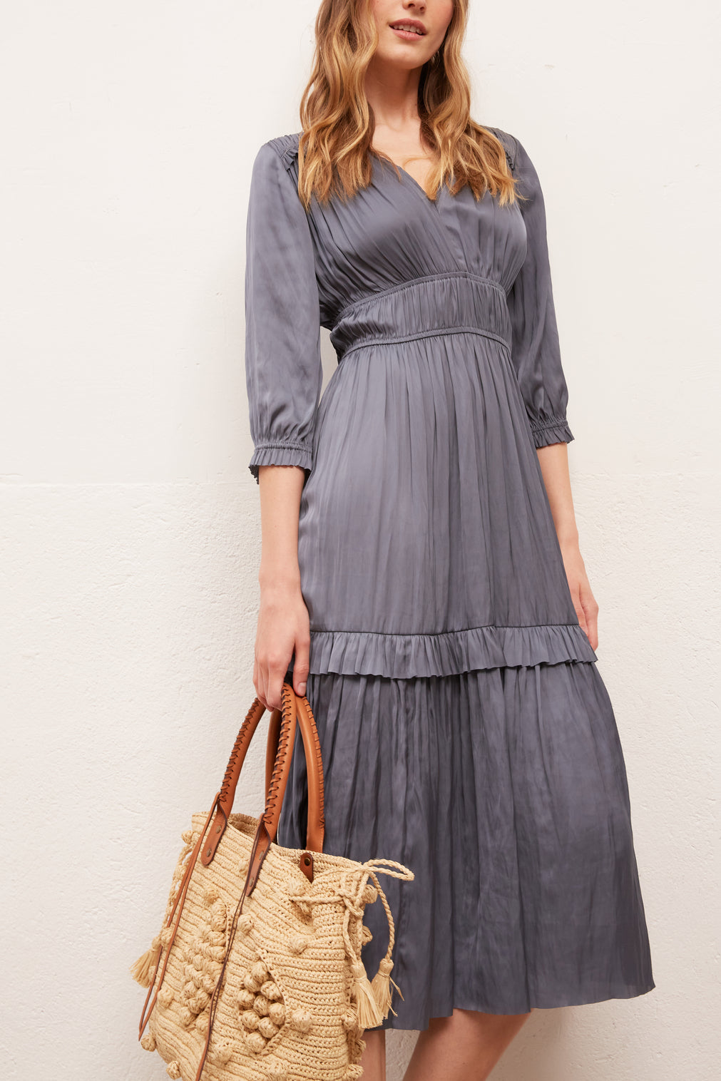 Robe longue au toucher soyeux avec plissage Faume - seconde main