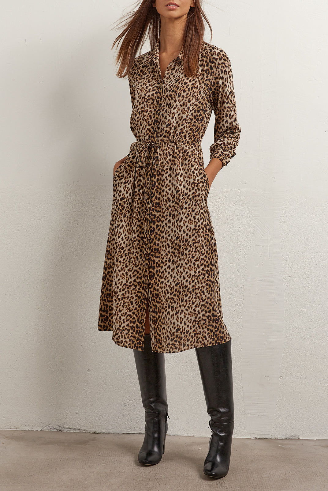 Tullia - Robe longue à imprimé animalier Faume - seconde main