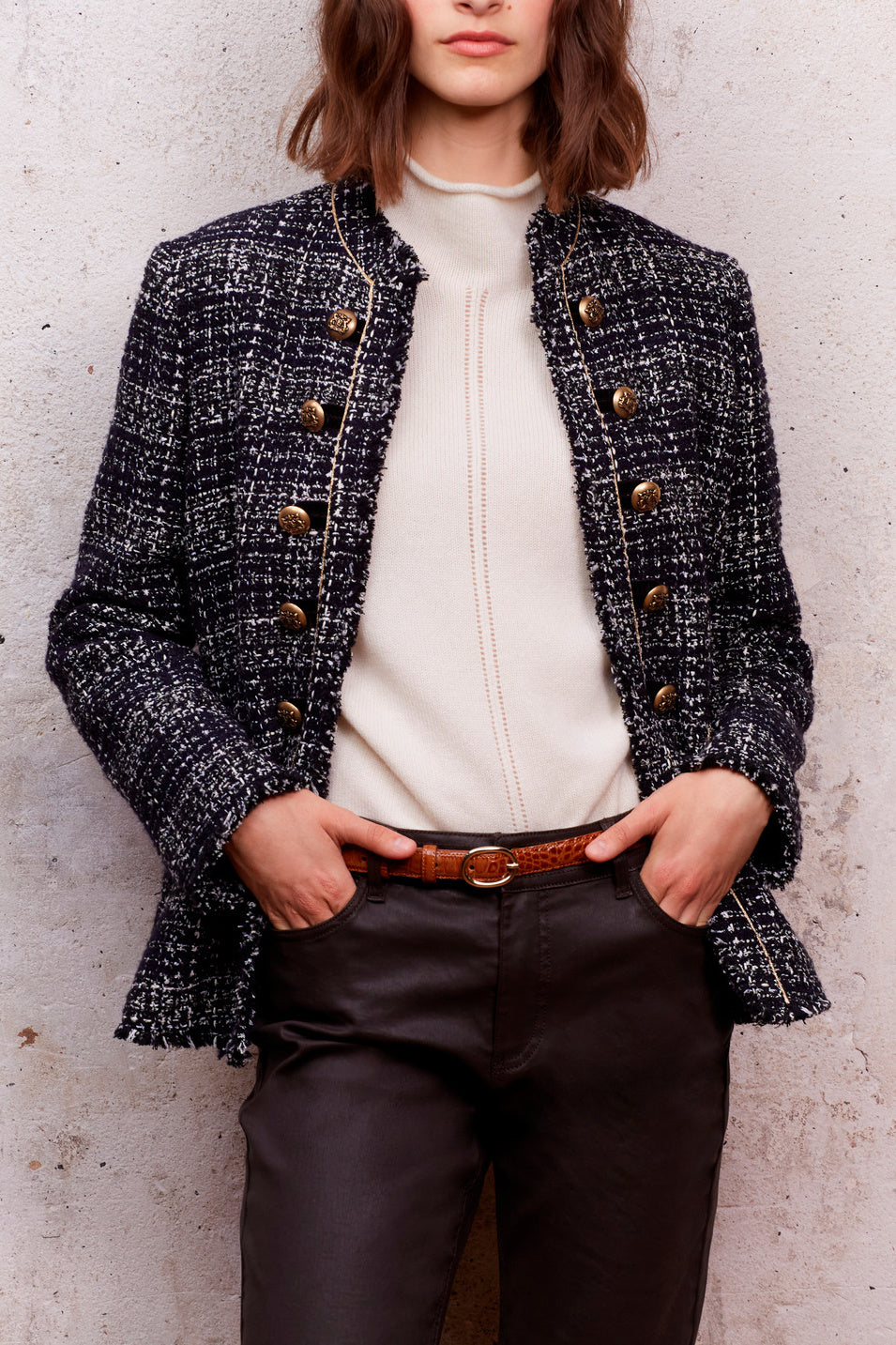 Veste officier en tweed bicolore - BASIL Faume - seconde main