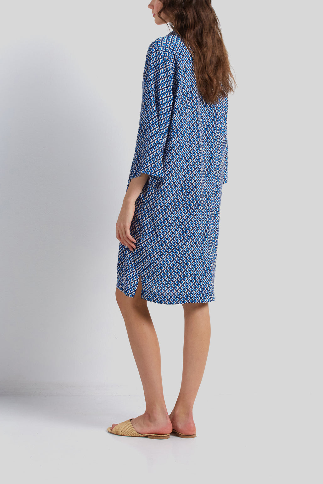 Robe en soie à motif - JERI Faume - seconde main