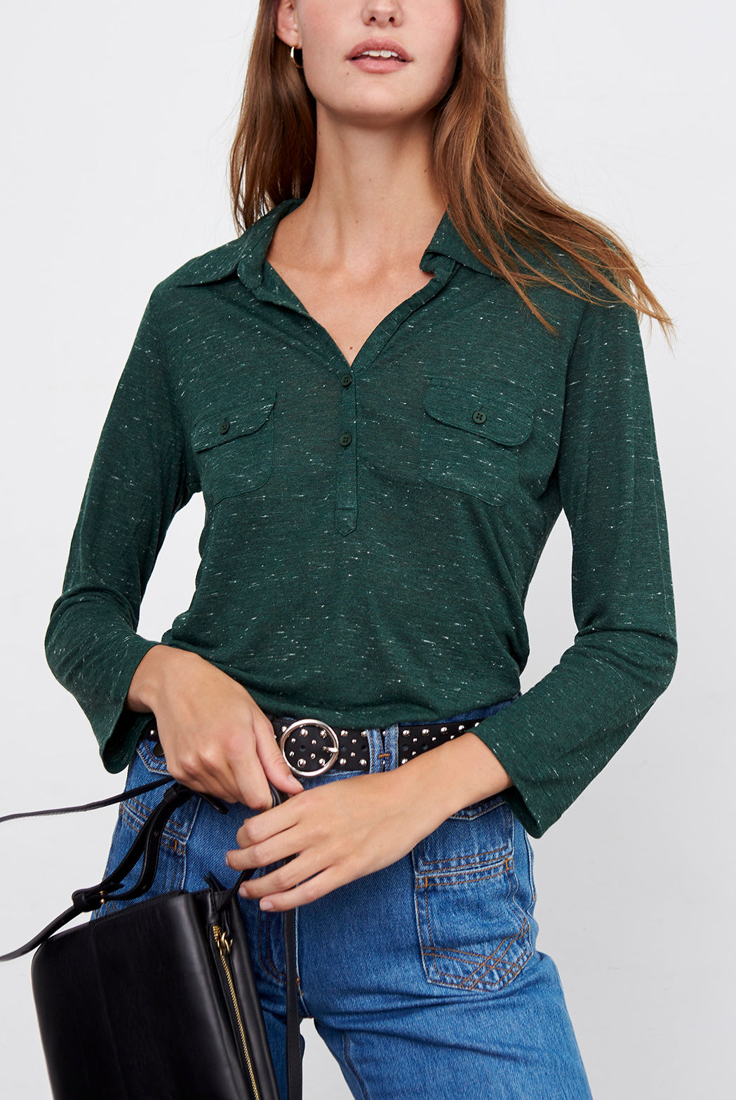 ERMANO - Tee-shirt polo en jersey moucheté Faume - seconde main