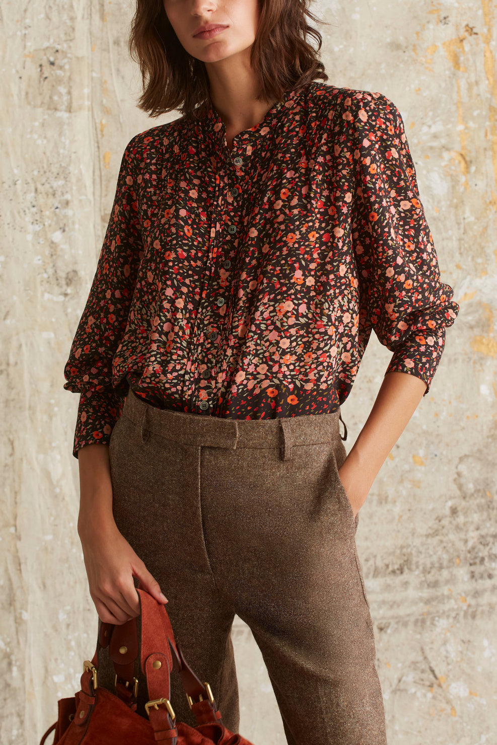 Chemise à volants en mousseline fleurie - CALICA Faume - seconde main