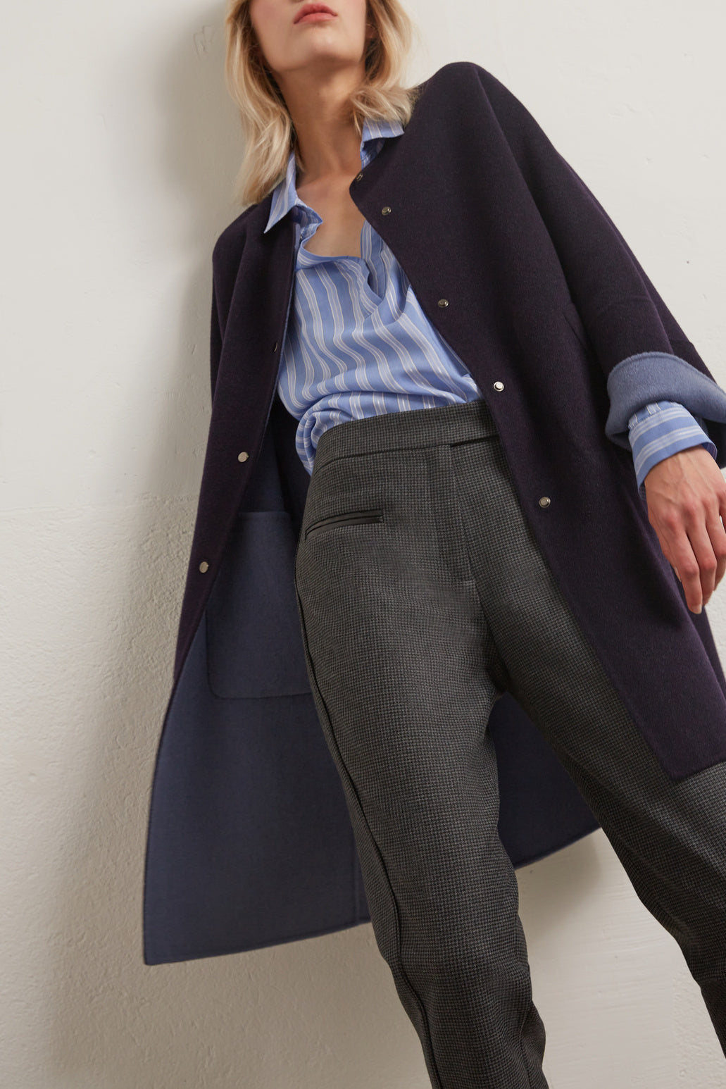 Severine - Manteau réversible bicolore en laine Faume - seconde main