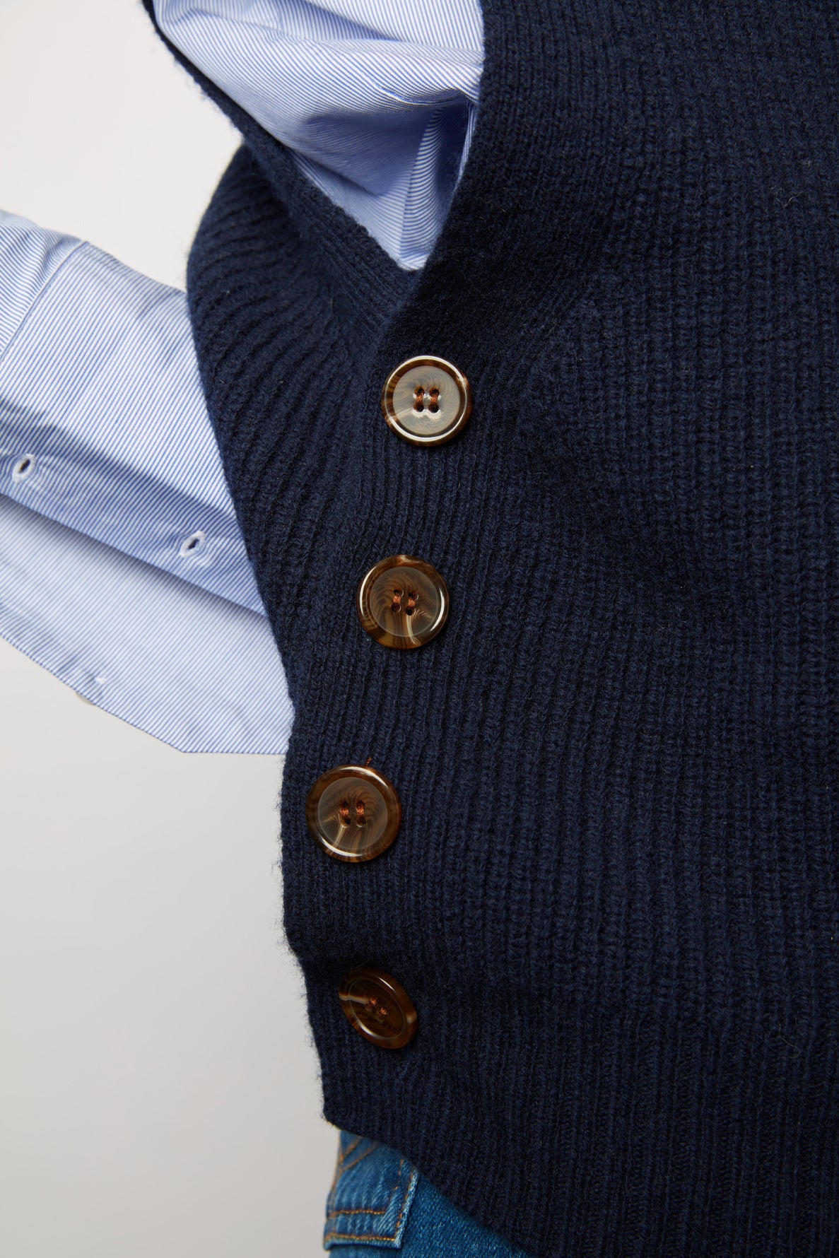 Pull V sans manche en laine à côtes - LUCCIA Faume - seconde main