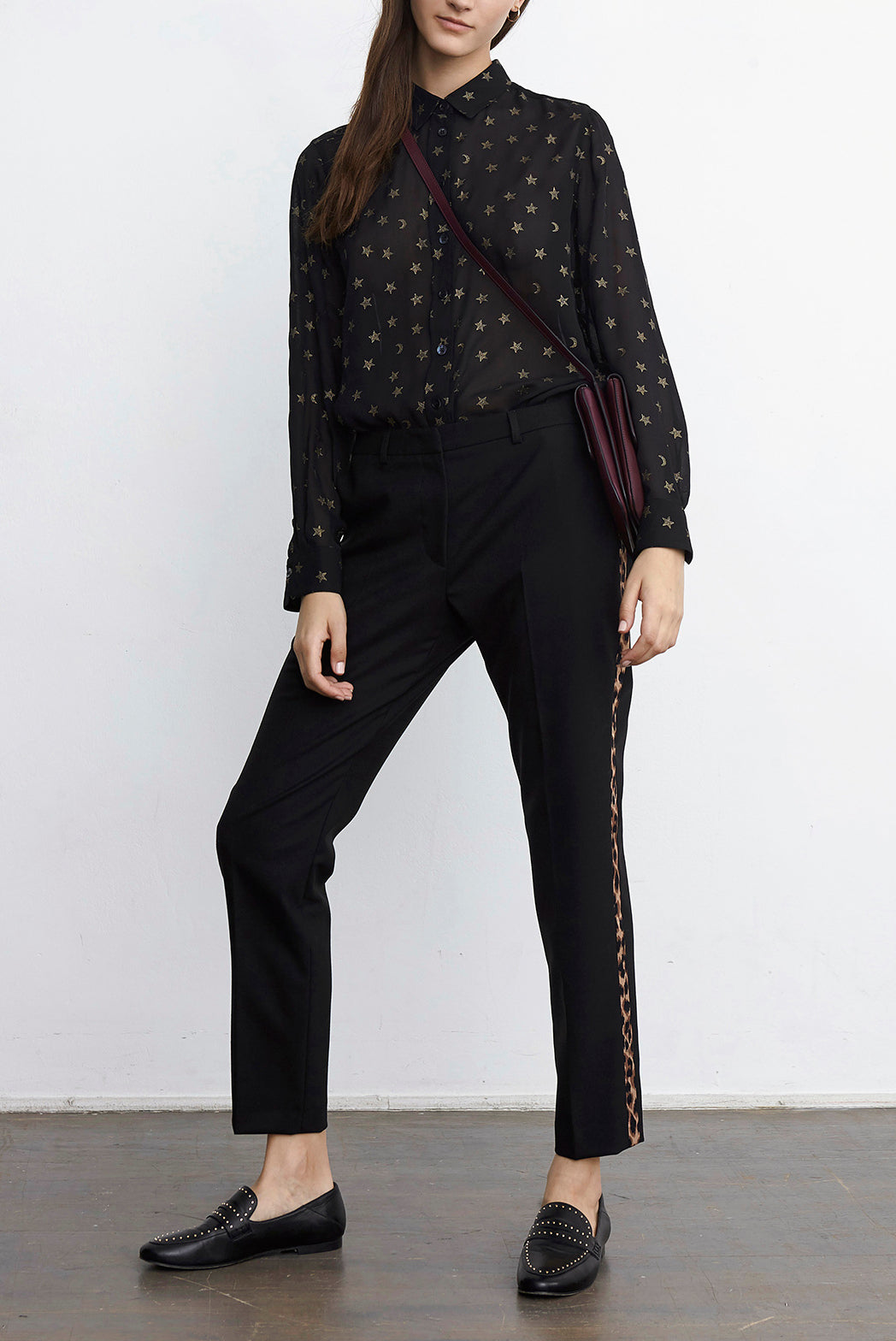 LOX - Pantalon droit 7/8 bandes léopard Faume - seconde main