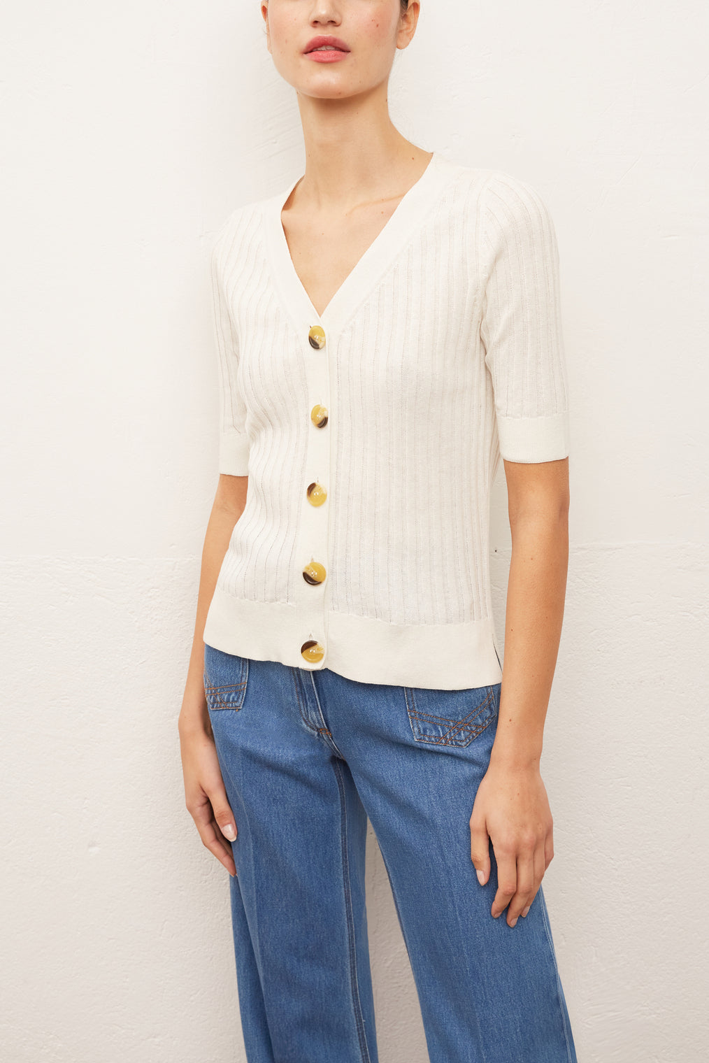 EDWIN - Cardigan en lin et coton Faume - seconde main