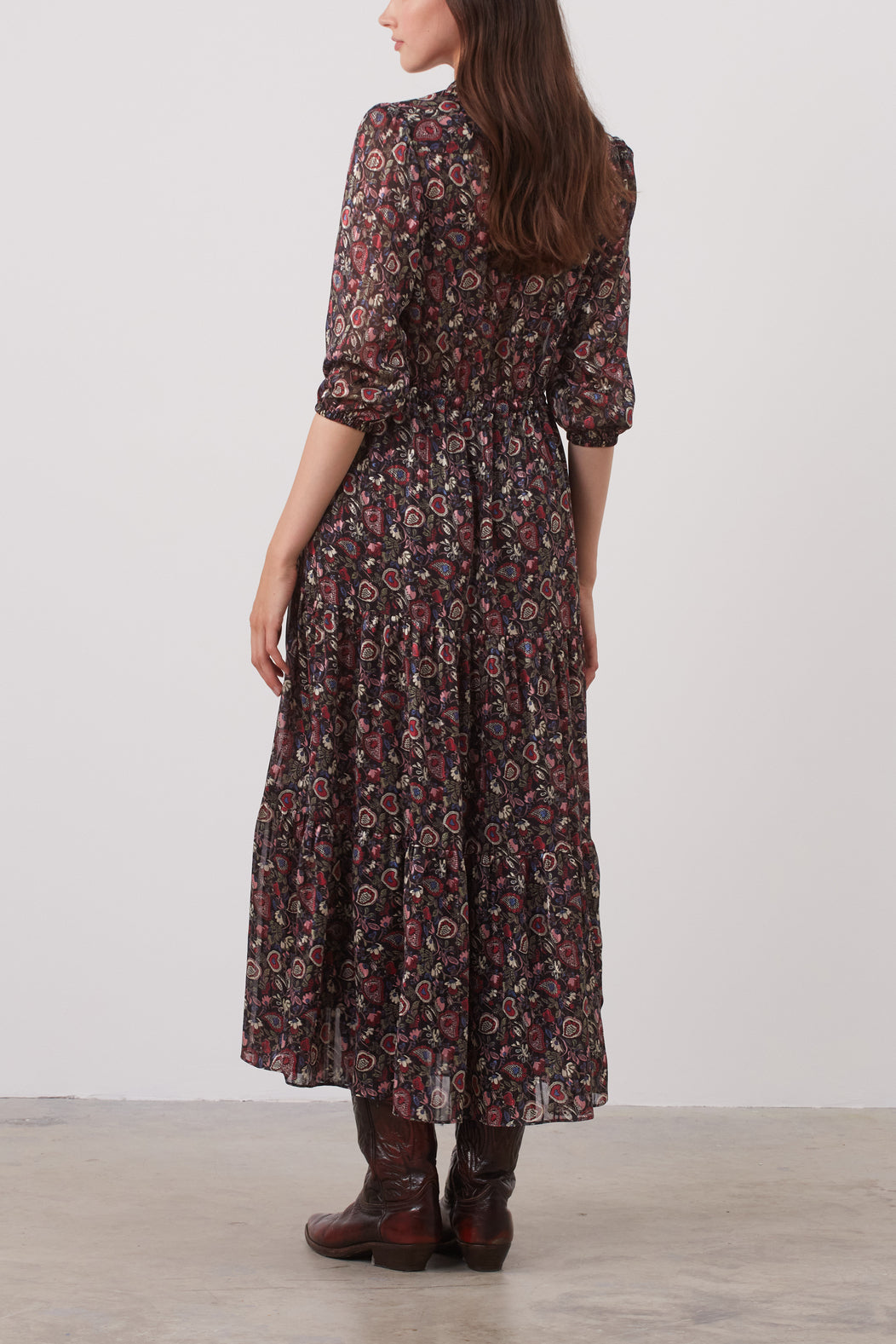 Robe bohème en mousseline lamée imprimée - JUANA Faume - seconde main