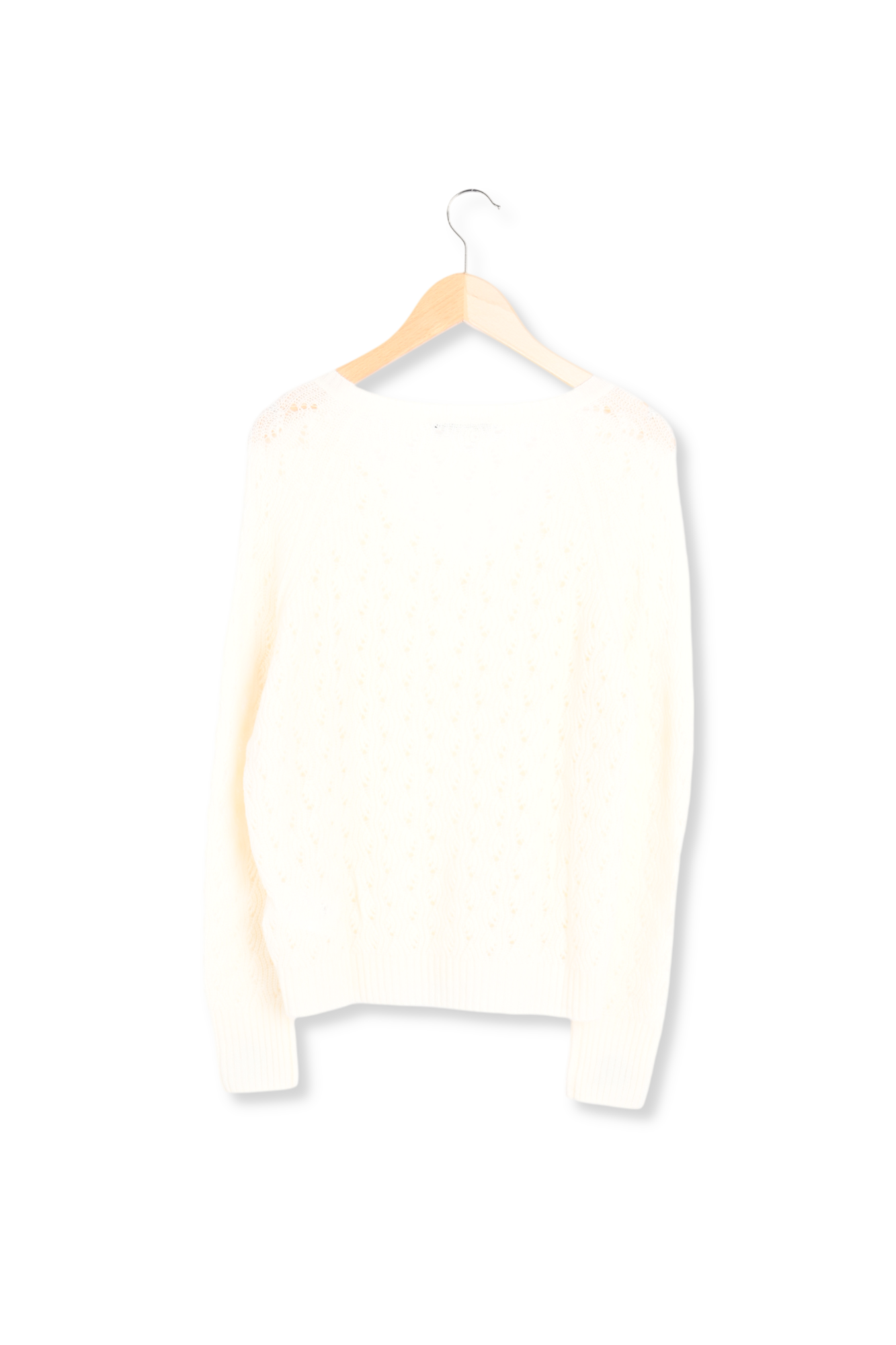 EMY - Pull V en laine et cachemire avec ajours Faume - seconde main