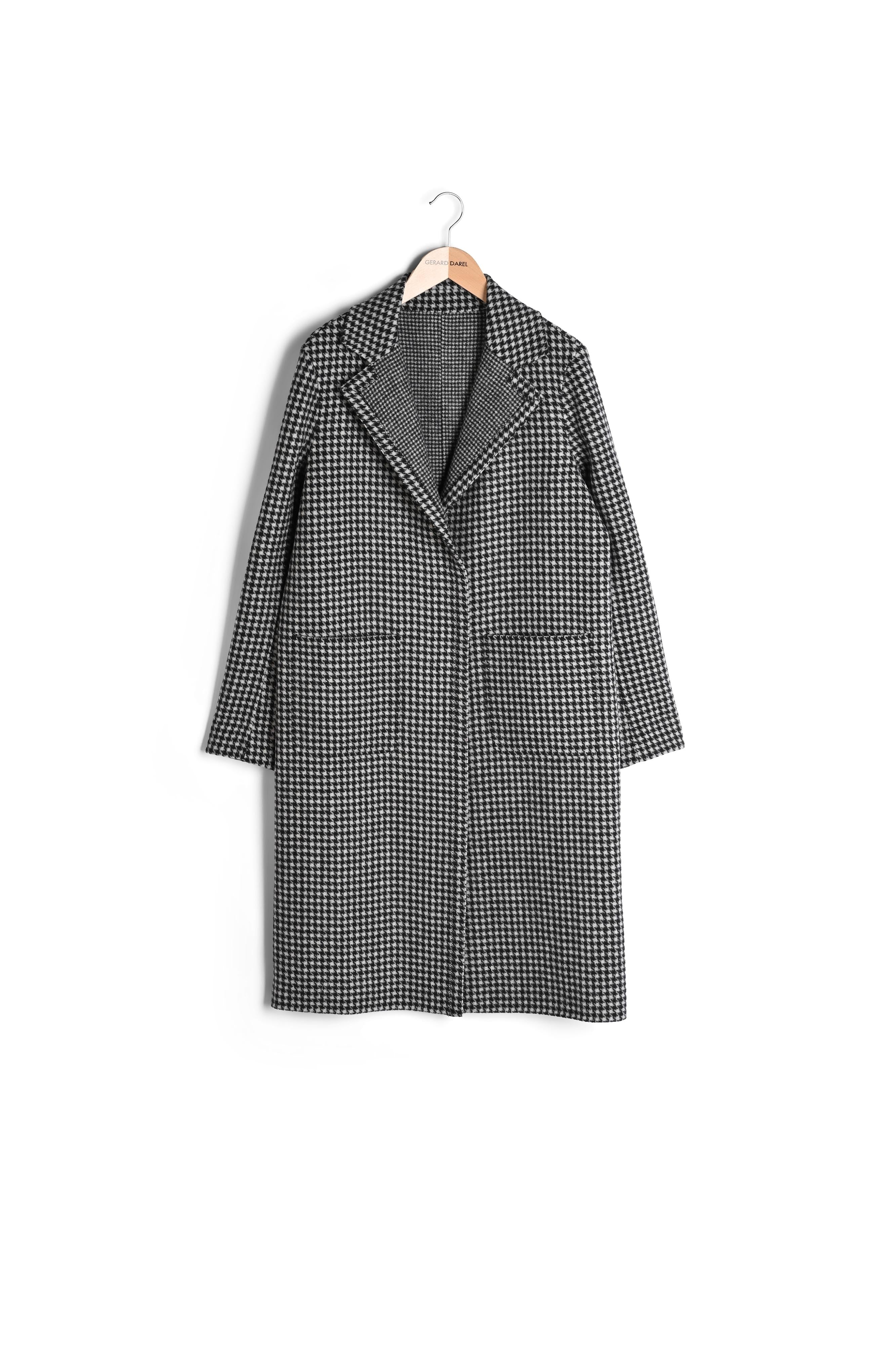 Saly - Manteau en laine pied-de-poule réversible Faume - seconde main