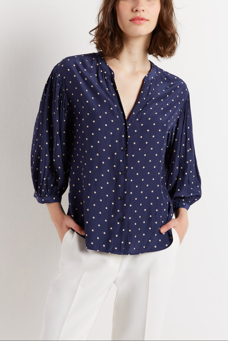 Chemise à pois fluide et satinée - CLOANE Faume - seconde main