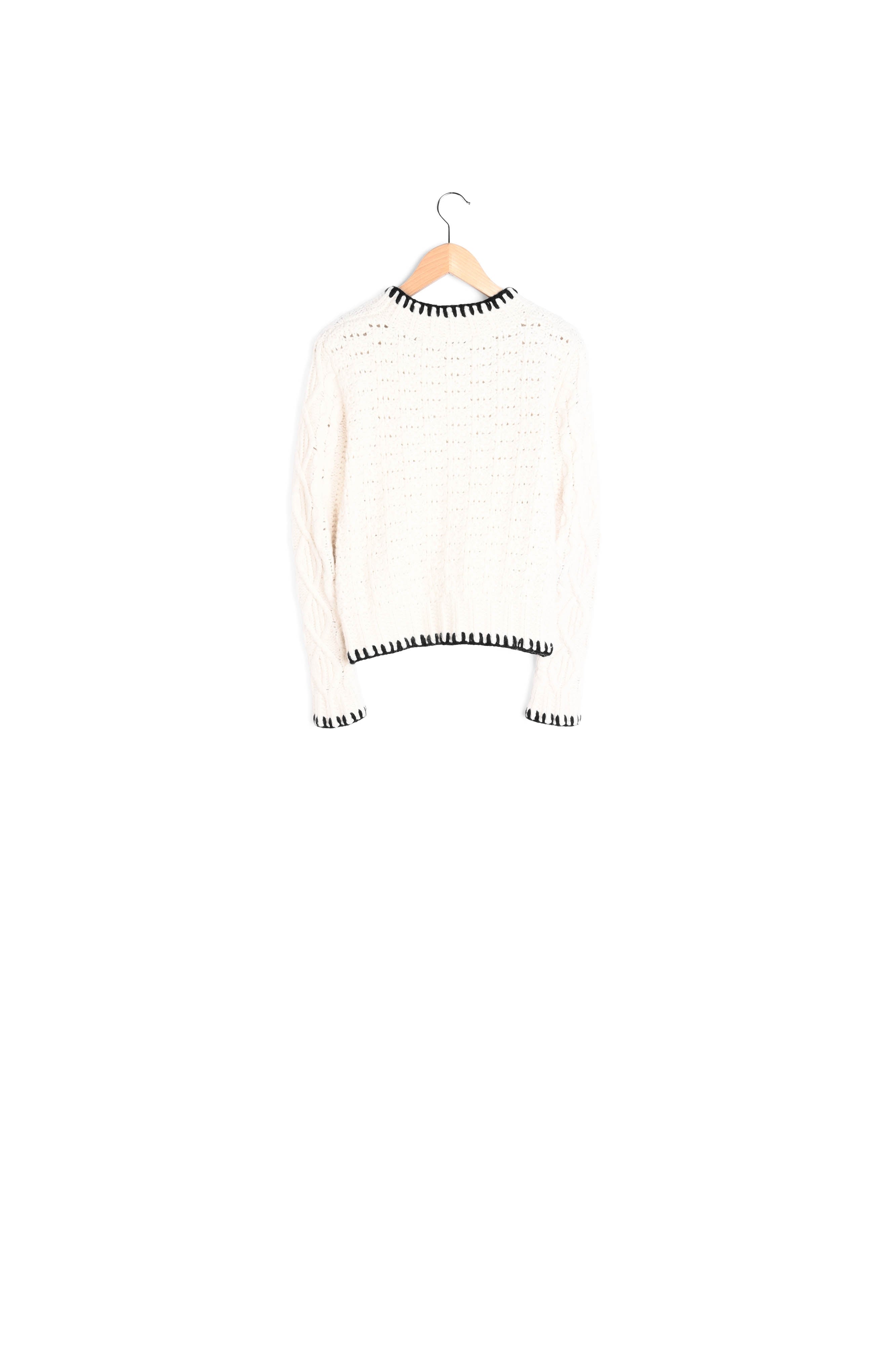 Pull en maille torsade et liseret noir - BILLIE Faume - seconde main