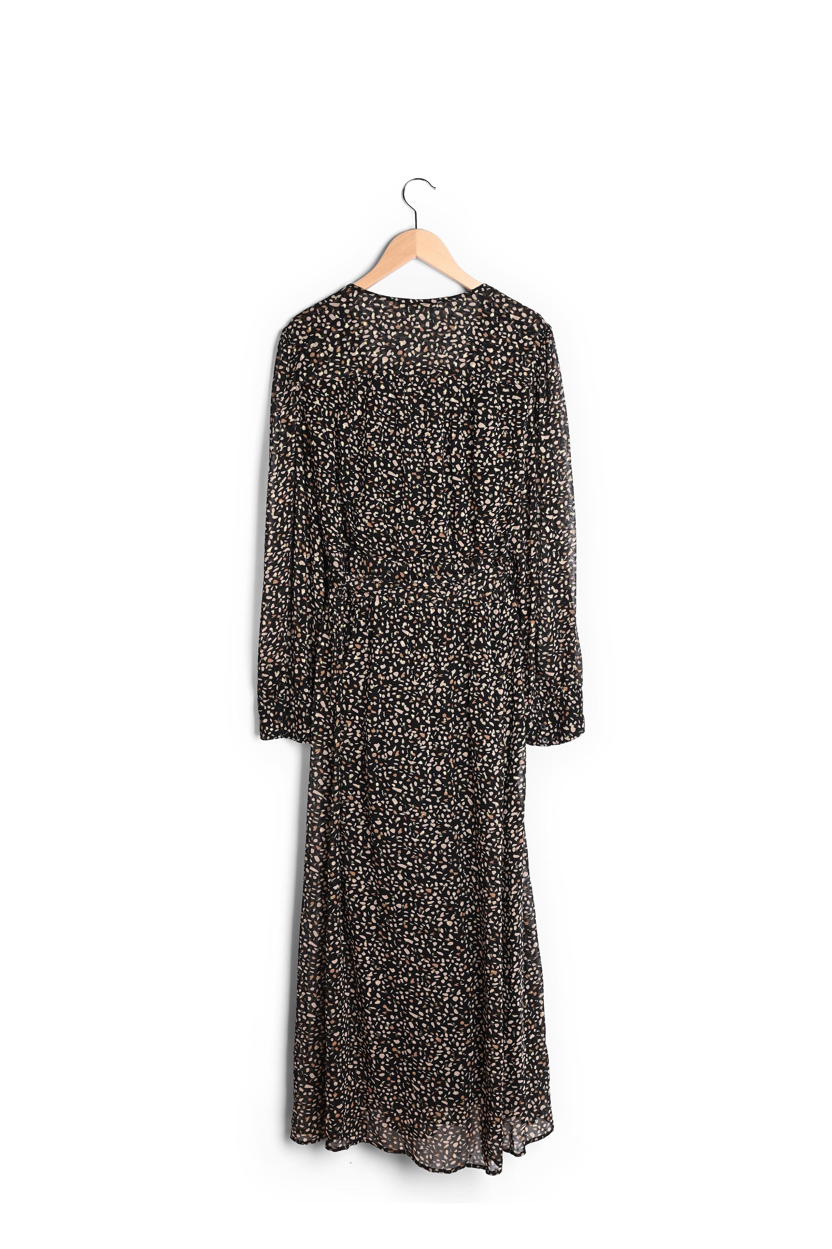 Robe longue portefeuille à motif et fils Lurex - JANE Faume - seconde main