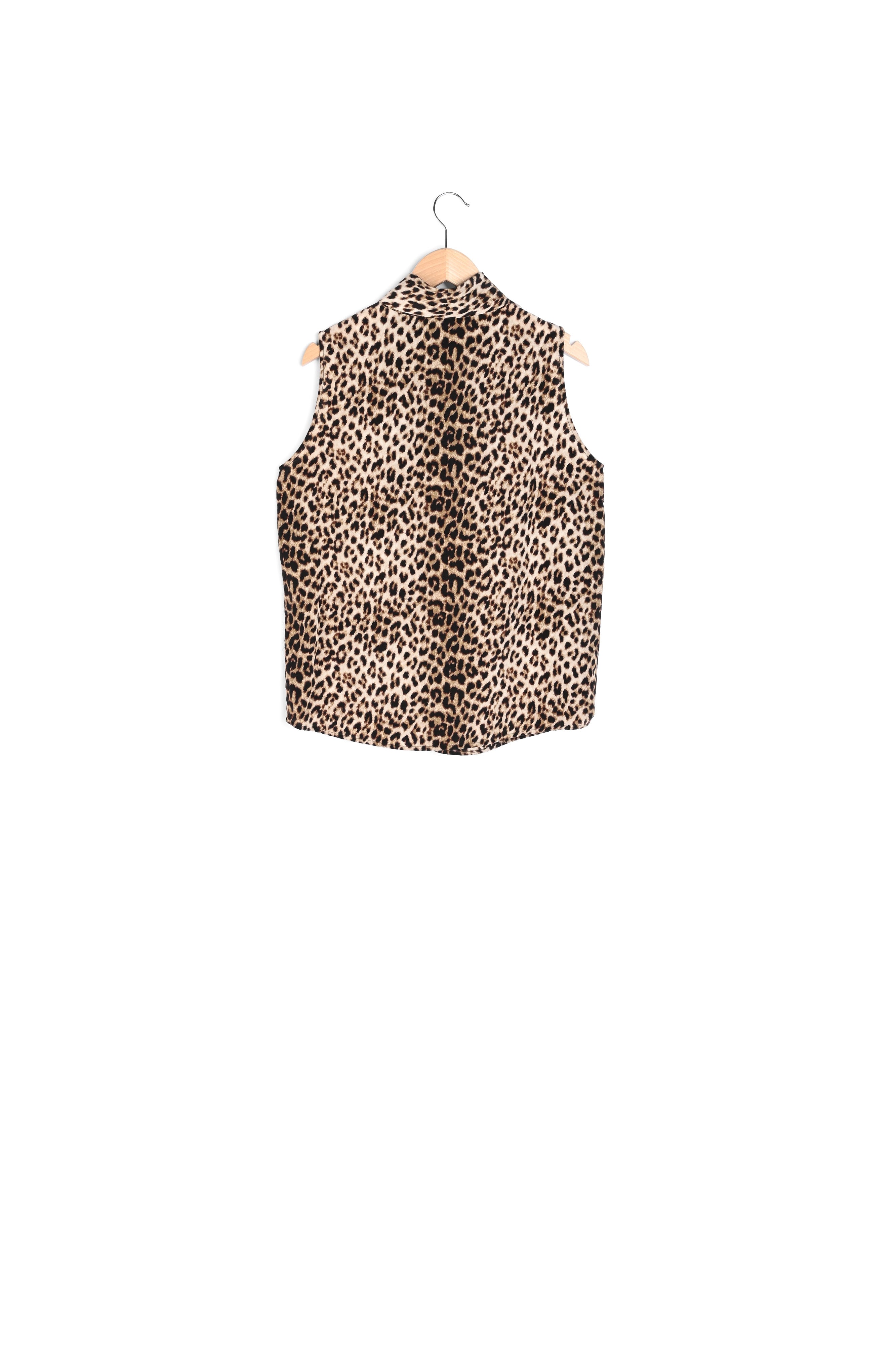 Azzura - Top sans manches à imprimé animalier en soie Faume - seconde main