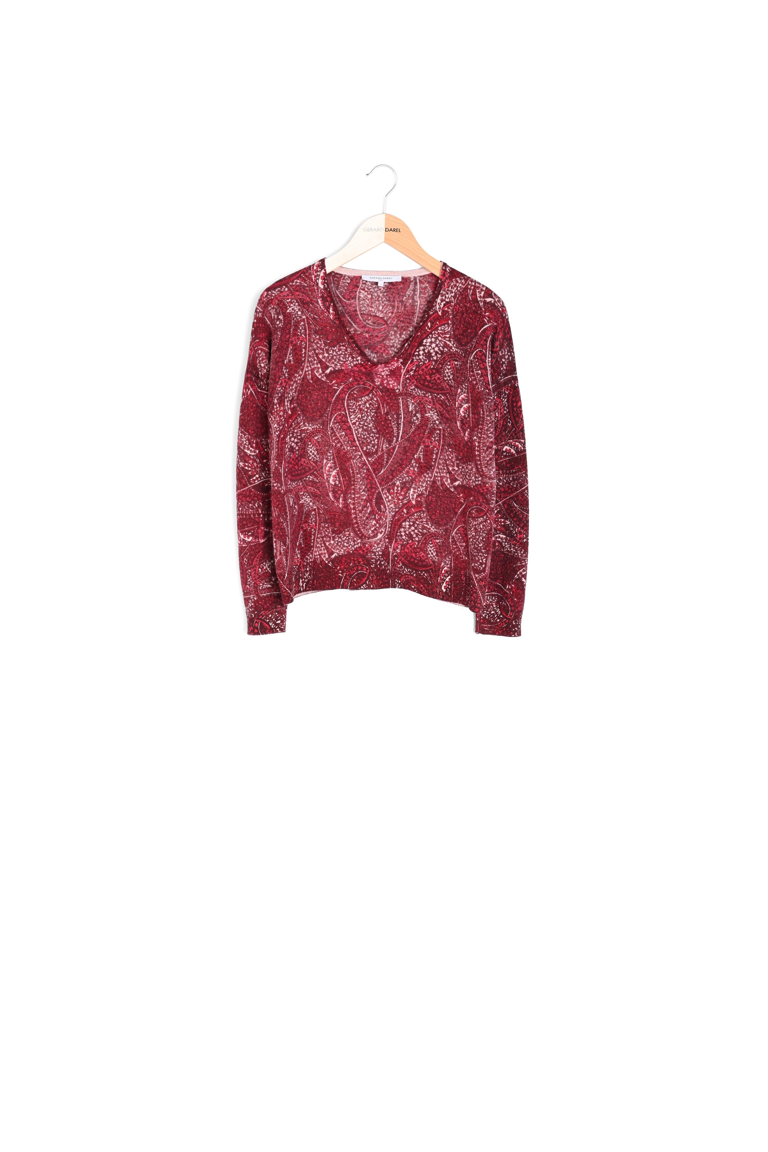 Pull V en laine à l'imprimé cachemire - LIAM Faume - seconde main