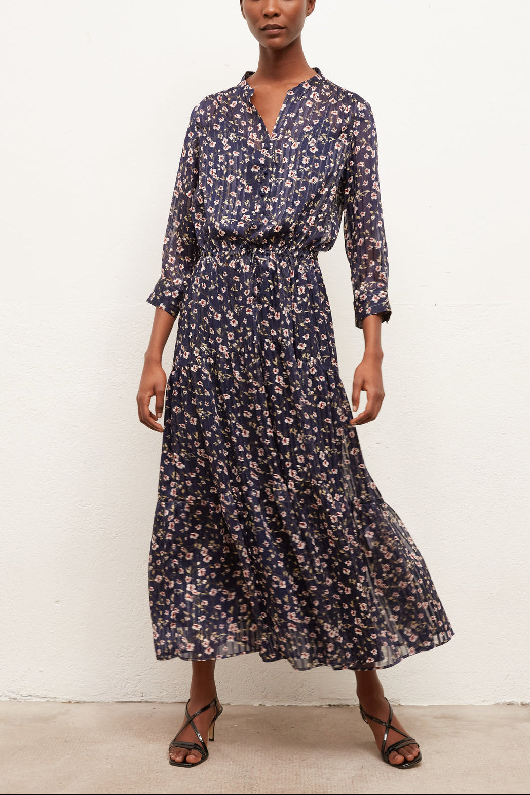 SANDY - Robe longue bohème à imprimé fleurs Faume - seconde main