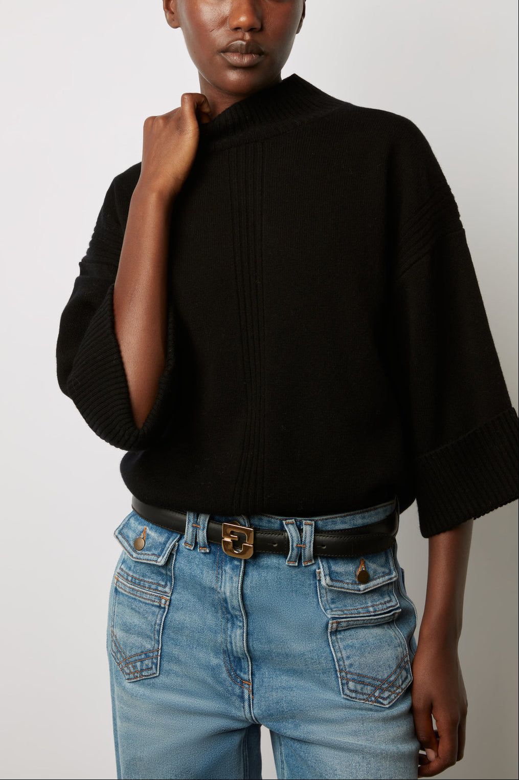 Pull ample à col montant en laine - LAZARINE Faume - seconde main