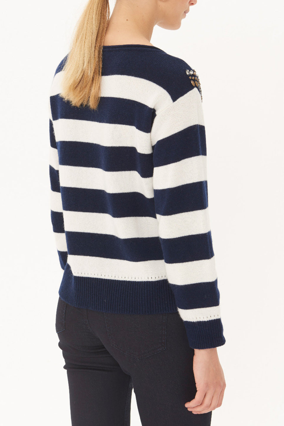 SYBELLA - Pull à rayures et strass Faume - seconde main