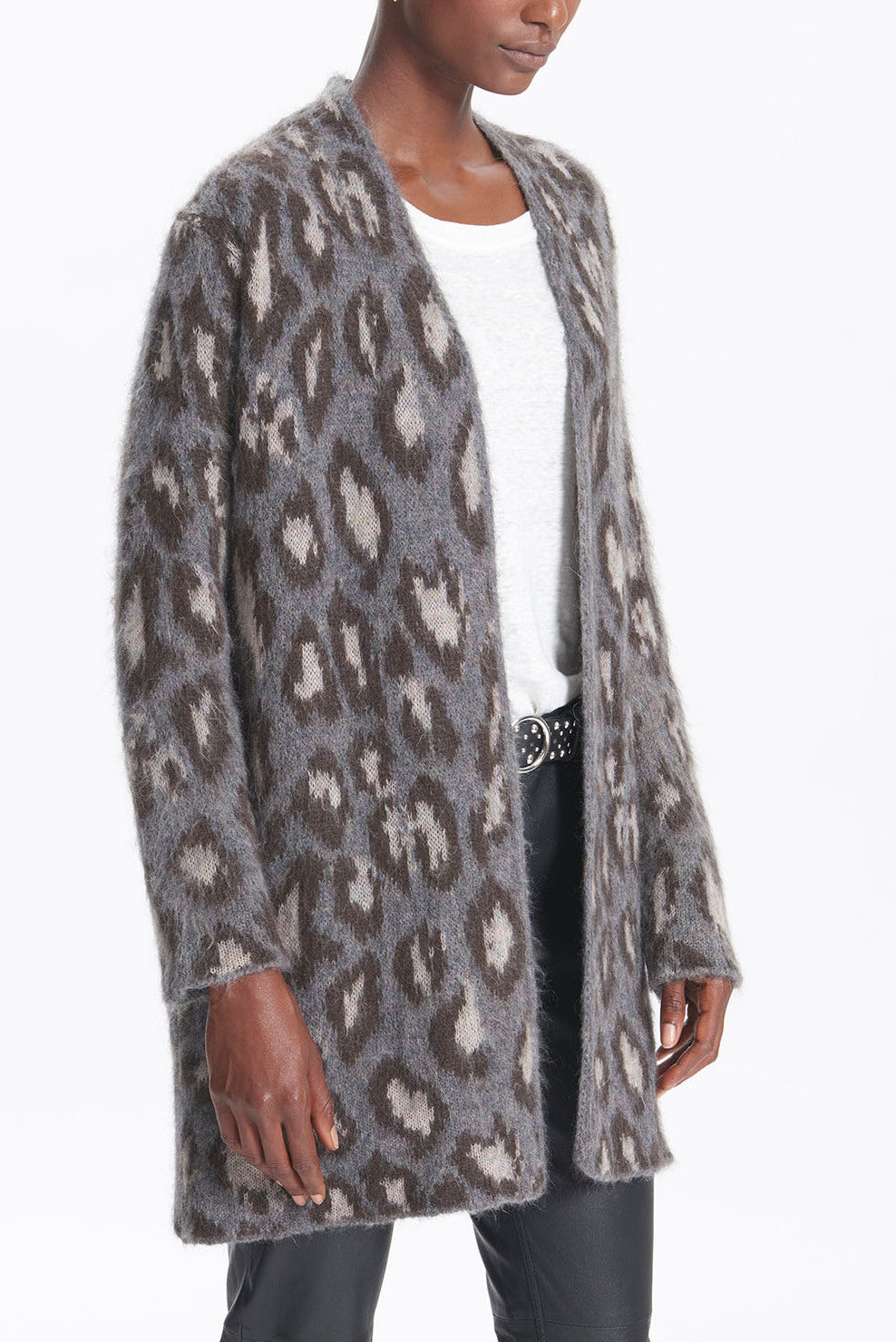 SARA - Gilet oversize en laine léopard Faume - seconde main