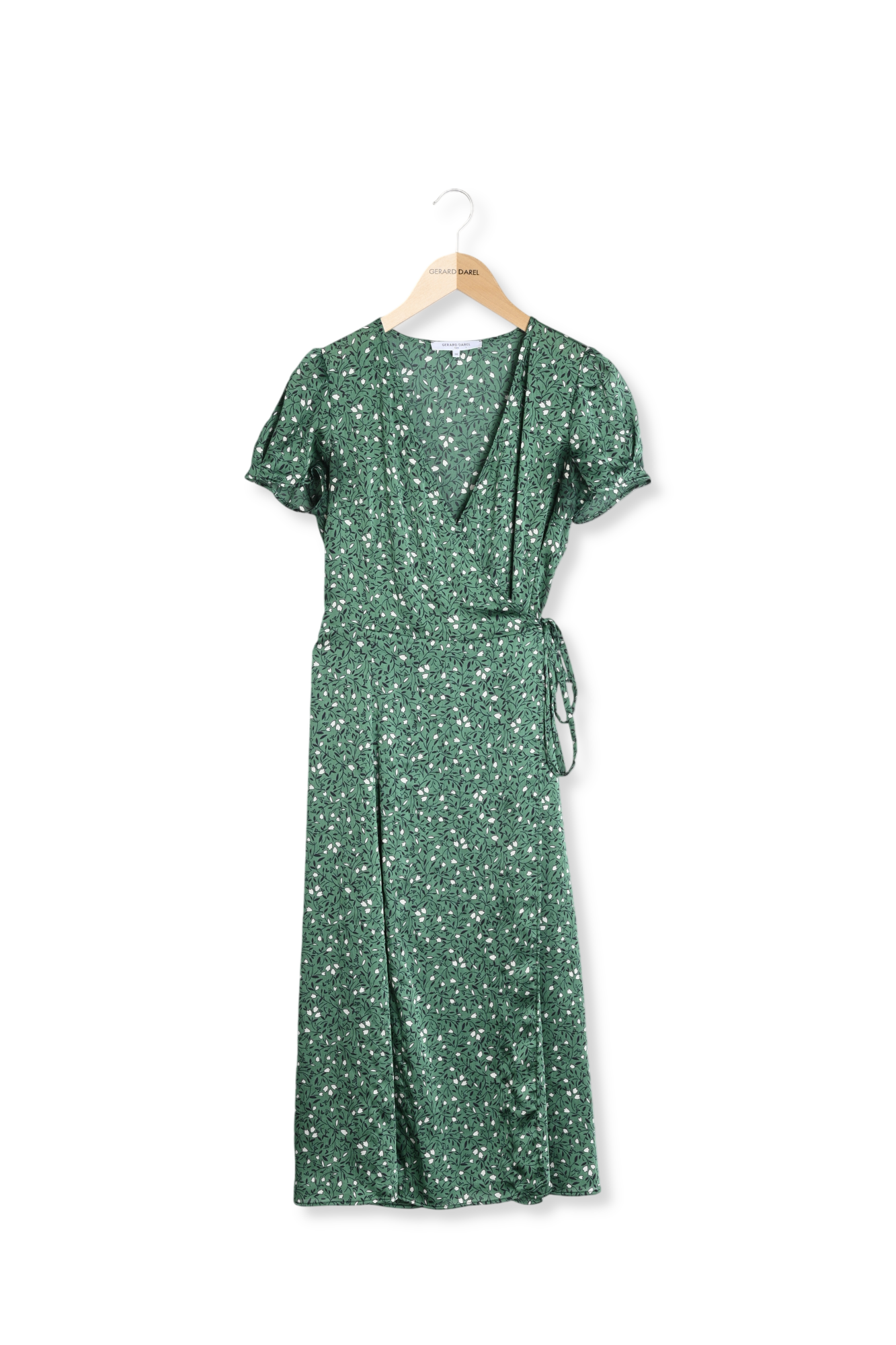 SARA - Robe portefeuille à imprimé floral Faume - seconde main
