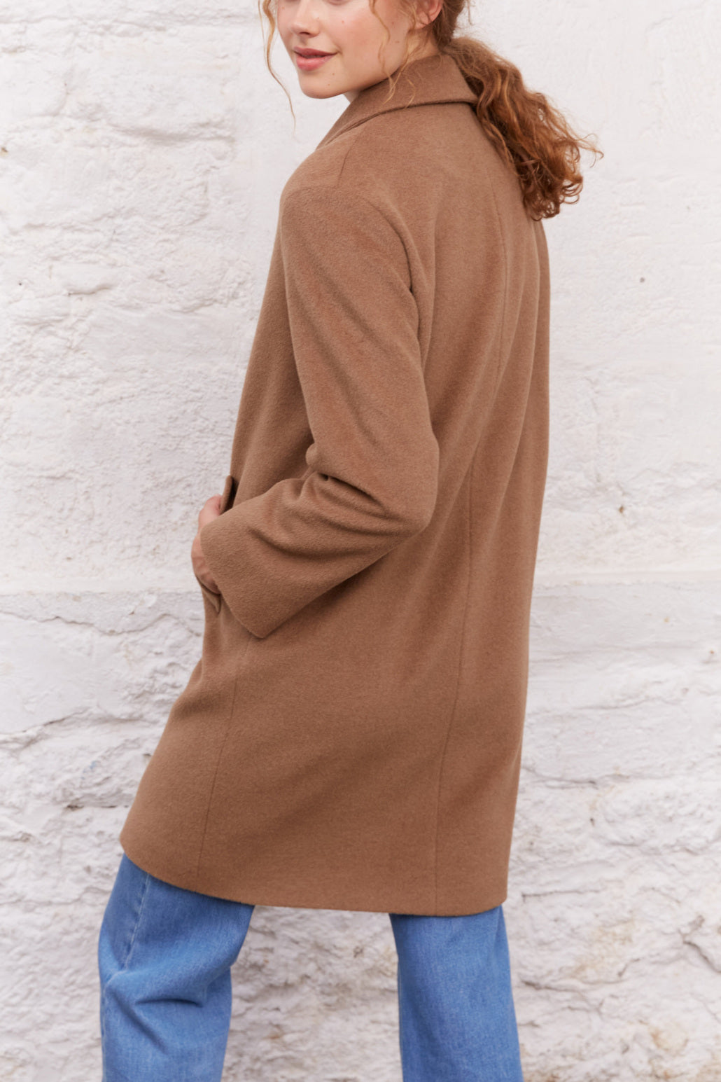 SIMONA - Manteau droit en drap de laine mélangée Faume - seconde main