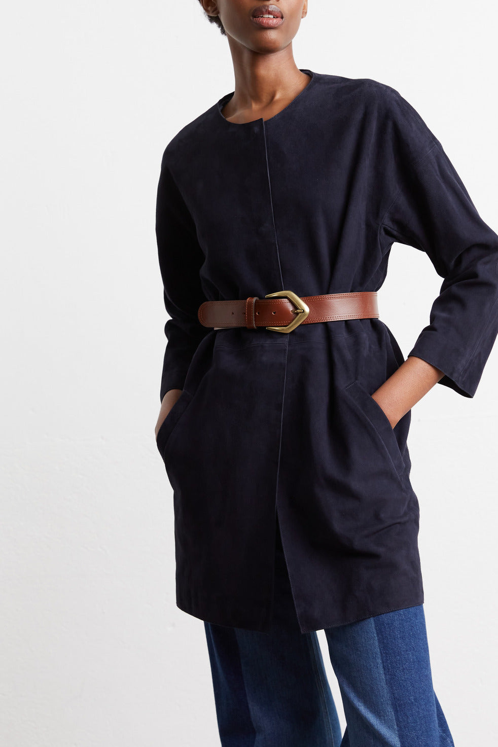 Manteau oversize en cuir - Faume - seconde main