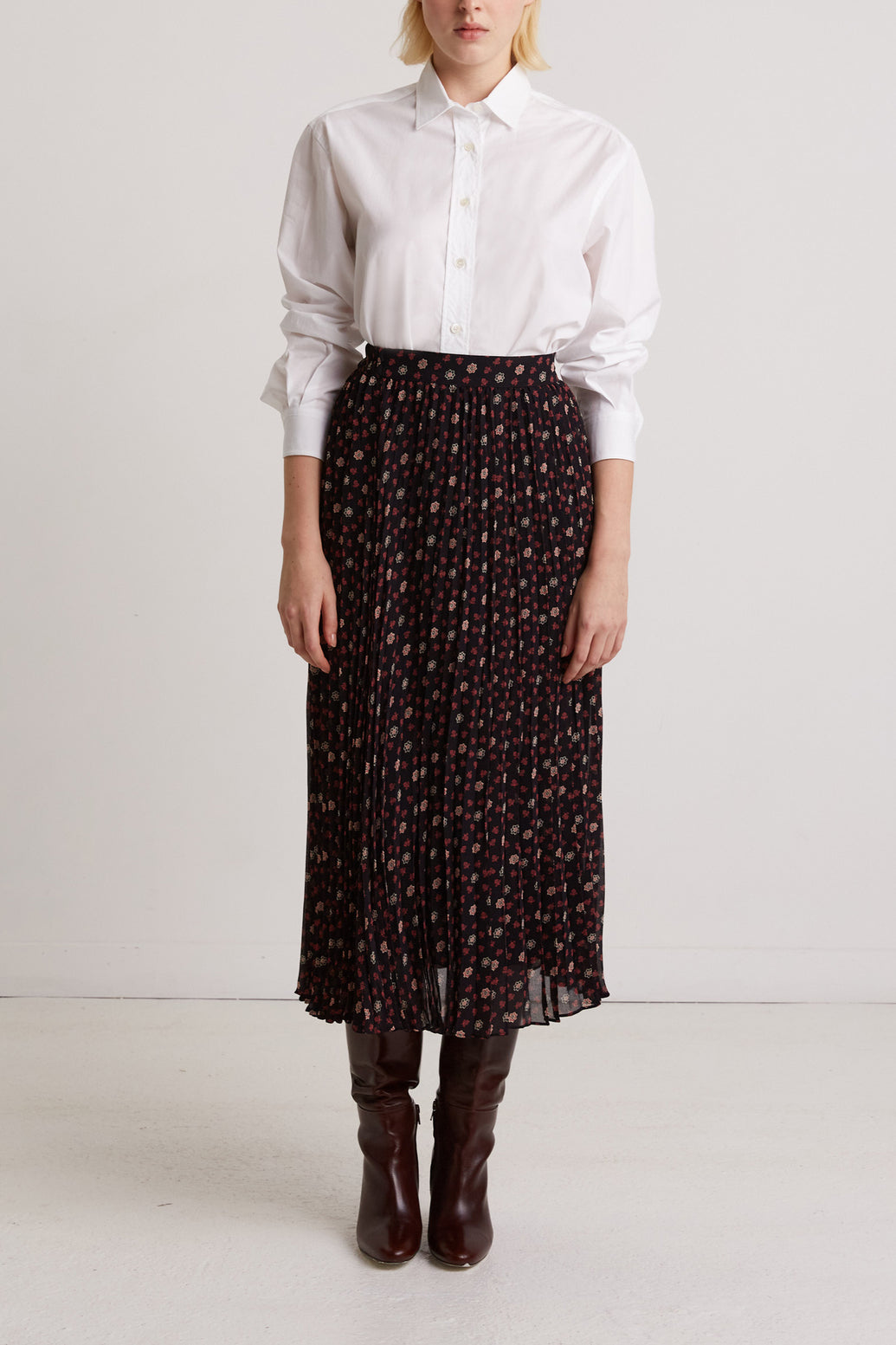 Jupe midi plissée à petites fleurs - BALMA Faume - seconde main