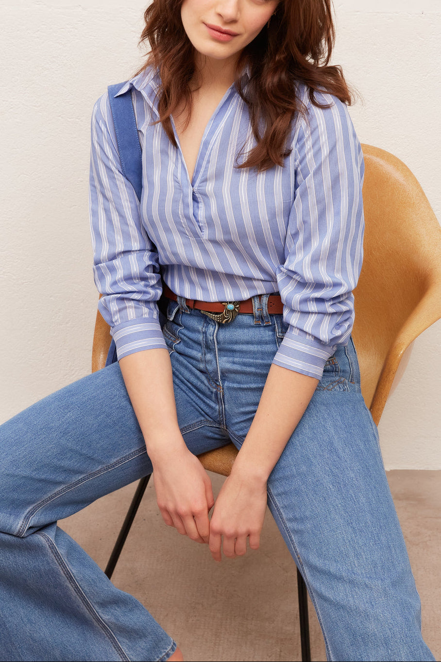 NATACHA - Chemise à rayures en soie mélangée Faume - seconde main