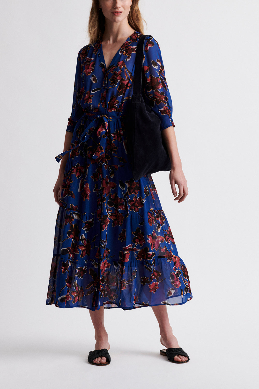 SOLIDEA - Robe longue en mousseline imprimée Faume - seconde main