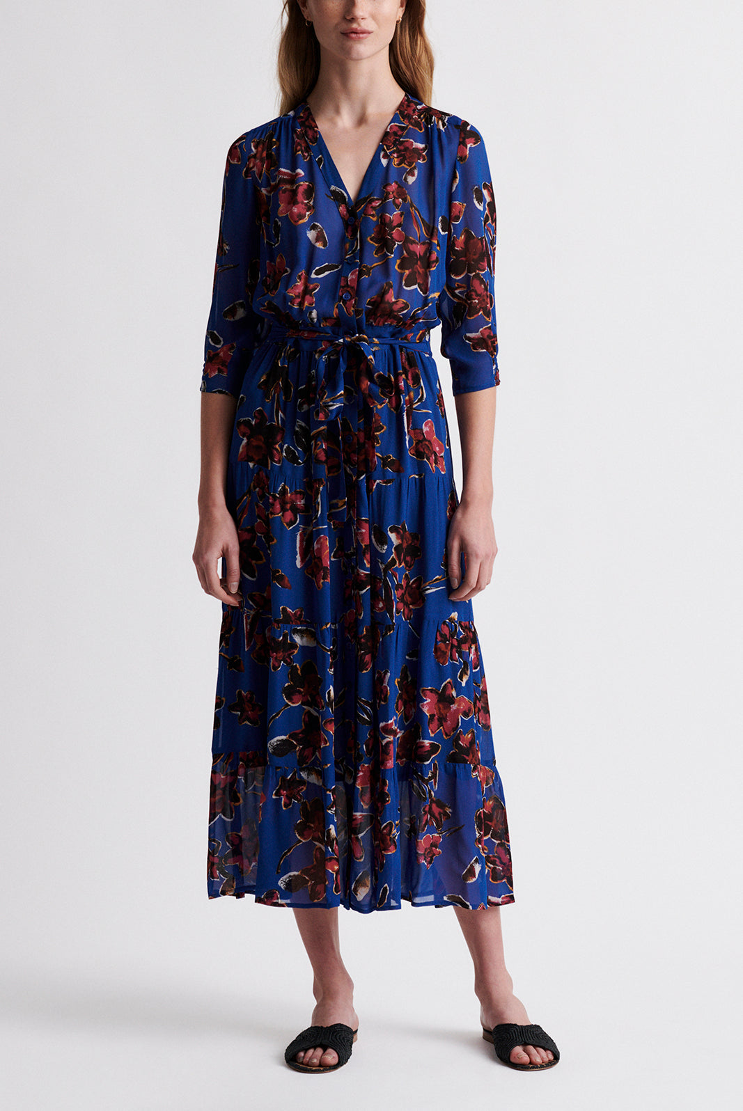 SOLIDEA - Robe longue en mousseline imprimée Faume - seconde main