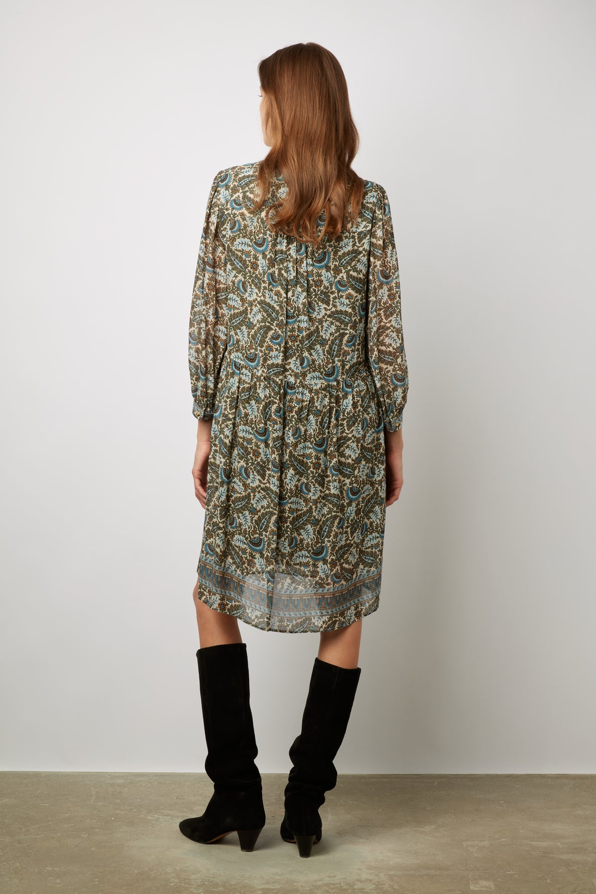 Robe courte et fluide à imprimé végétal - JELENA Faume - seconde main