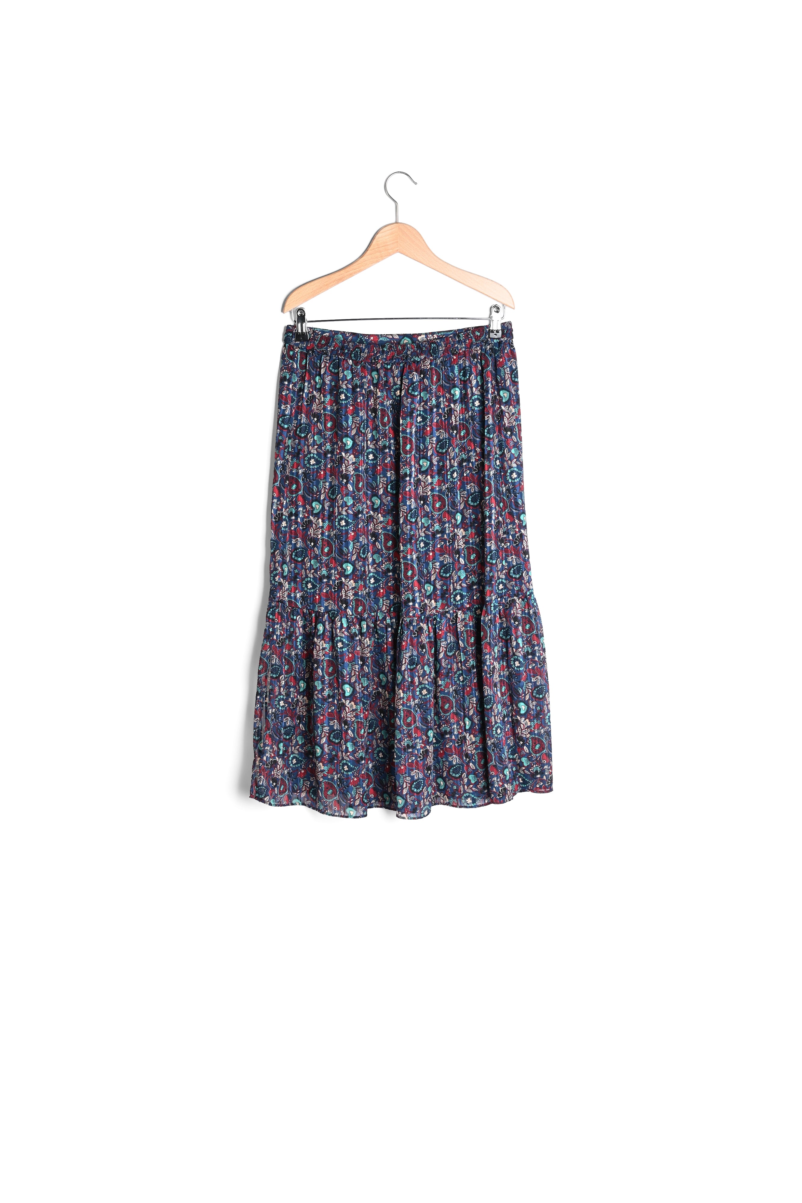 TERRY - Jupe longue en mousseline imprimée et Lurex Faume - seconde main