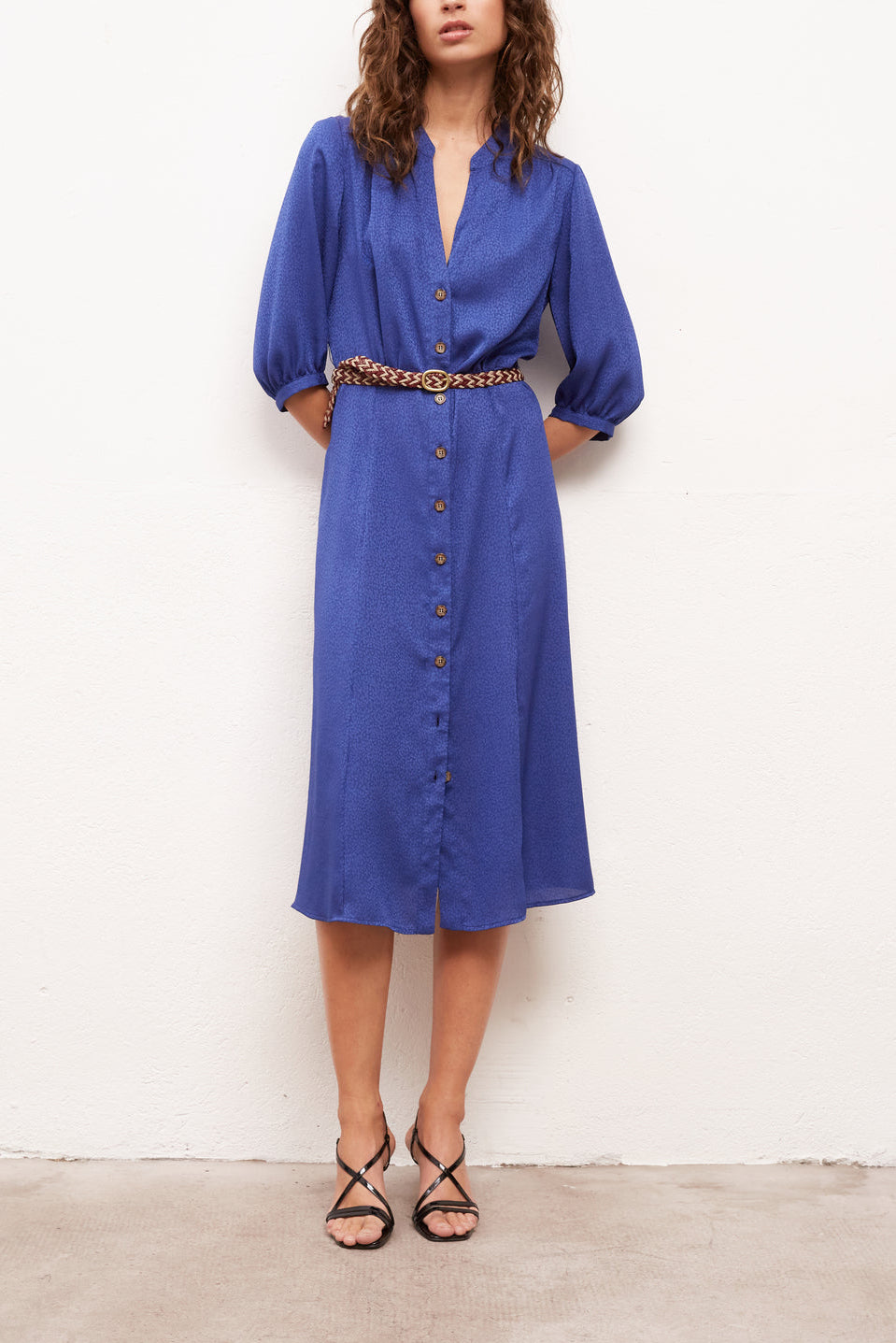 SETTIMA - Robe-chemise longueur midi en jacquard Faume - seconde main