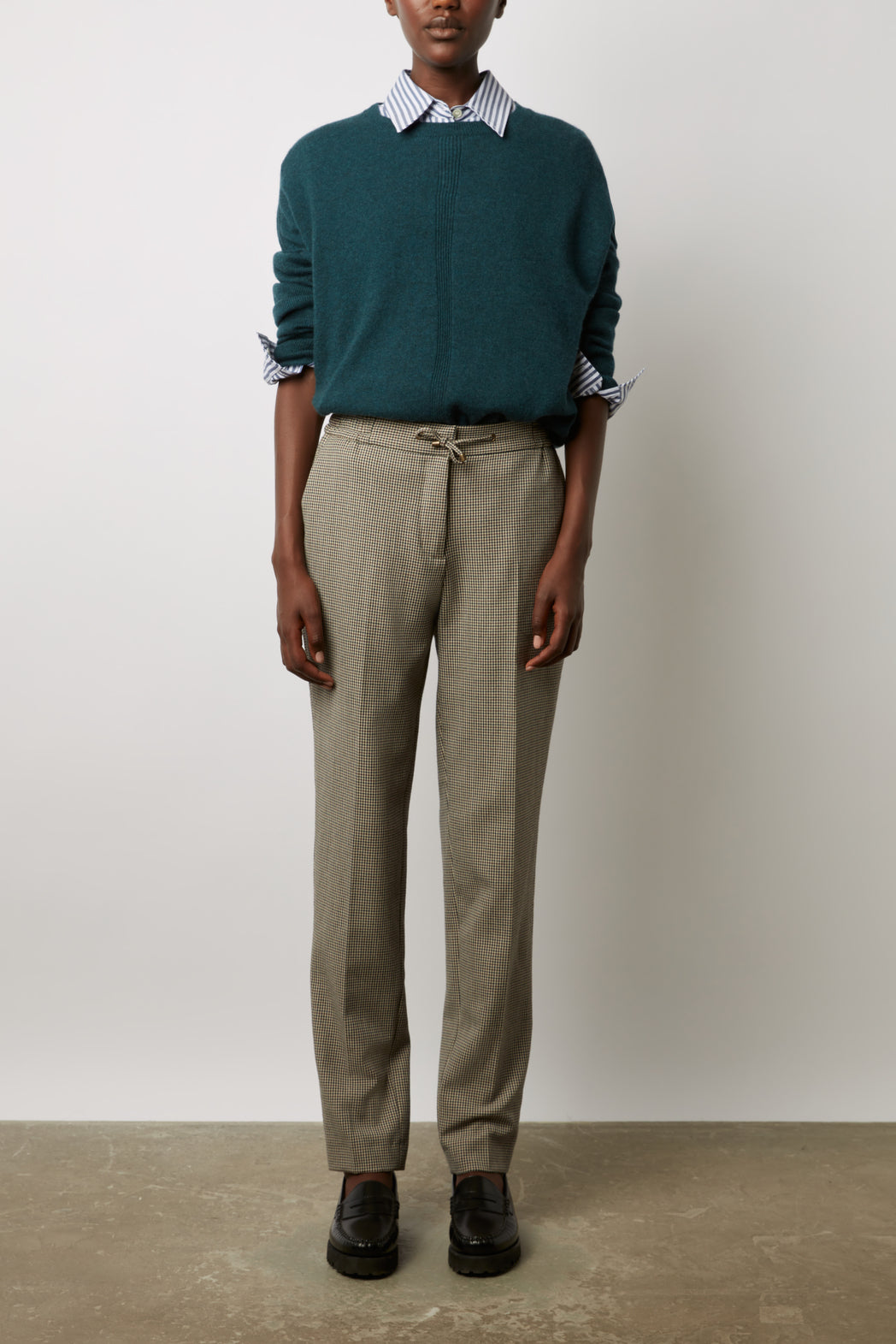 Pantalon droit de tailleur imprimé Pied-de-puce - ELINDA Faume - seconde main